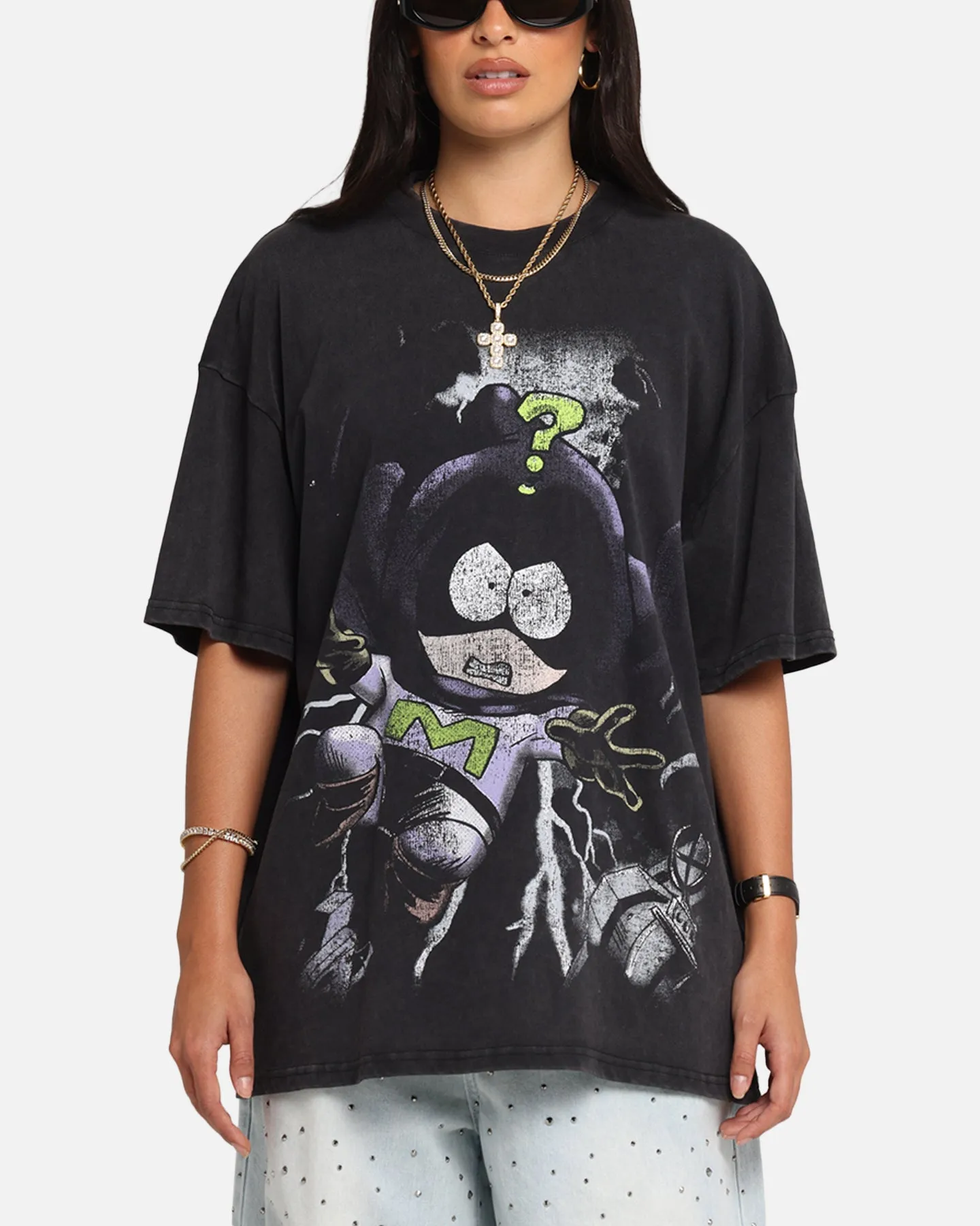 73 Studio X Cartoon Network South Park Mysterion Vintage T-Shirt Black Acidwash