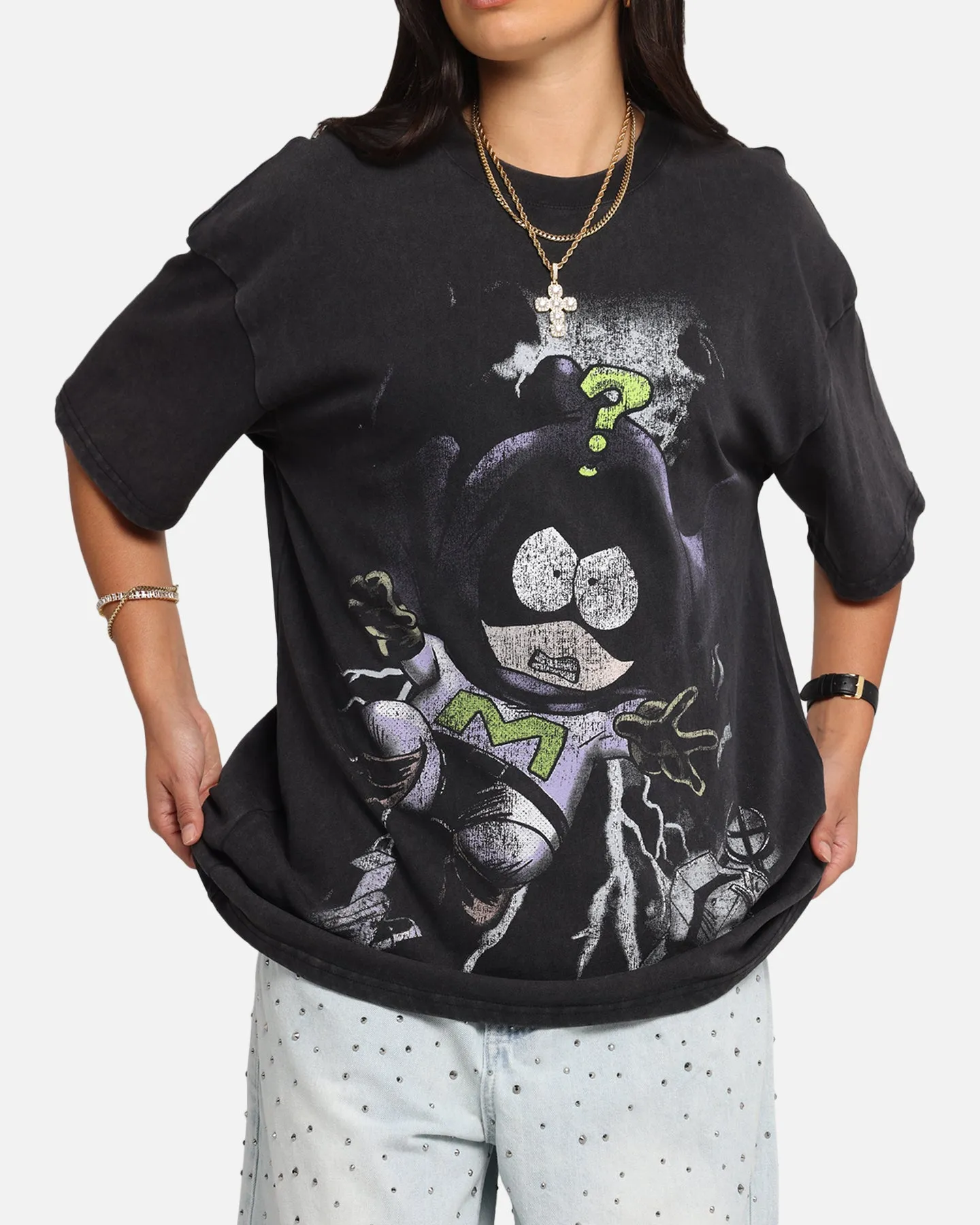 73 Studio X Cartoon Network South Park Mysterion Vintage T-Shirt Black Acidwash