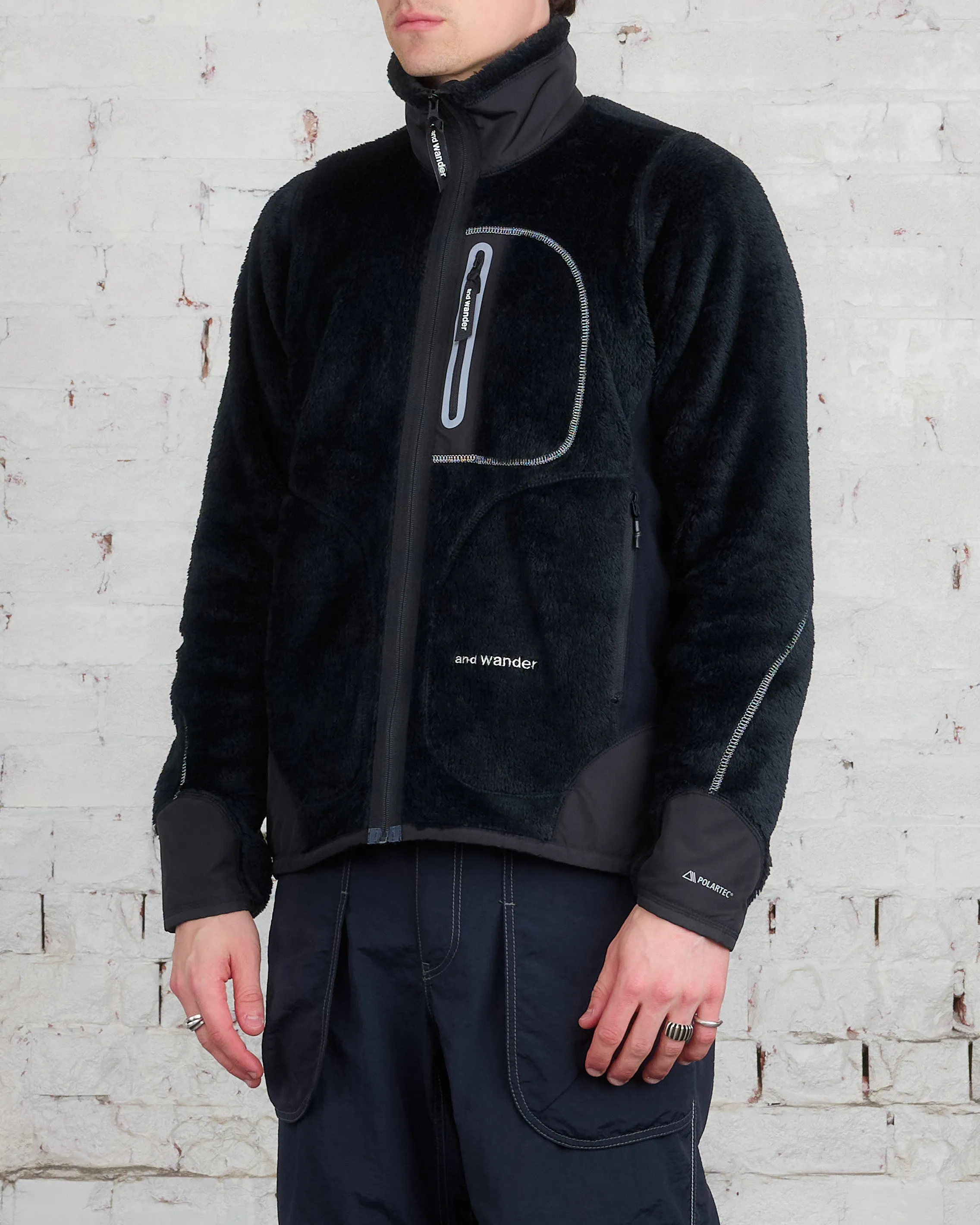 and wander Polartec High Loft Fleece Jacket Black