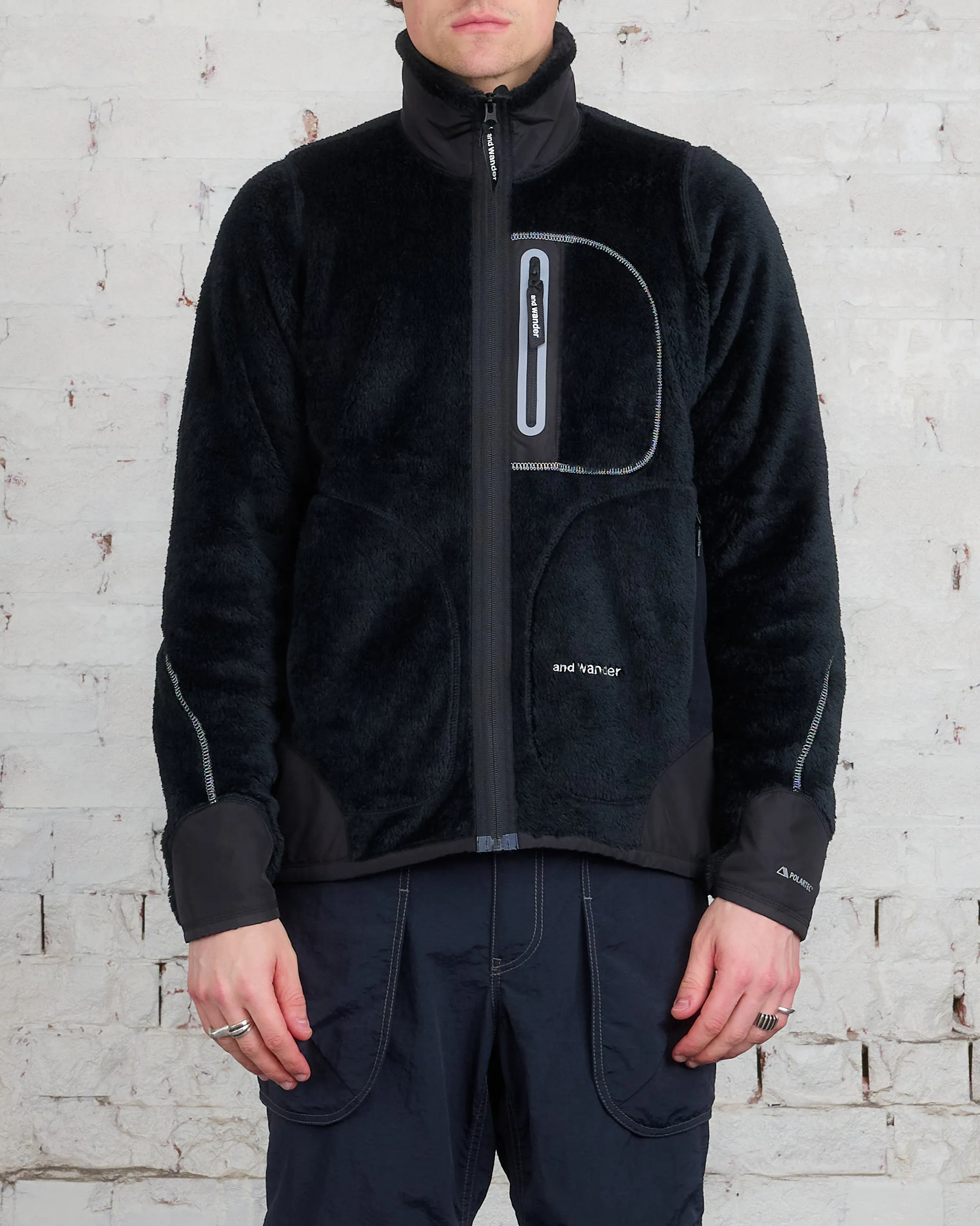 and wander Polartec High Loft Fleece Jacket Black