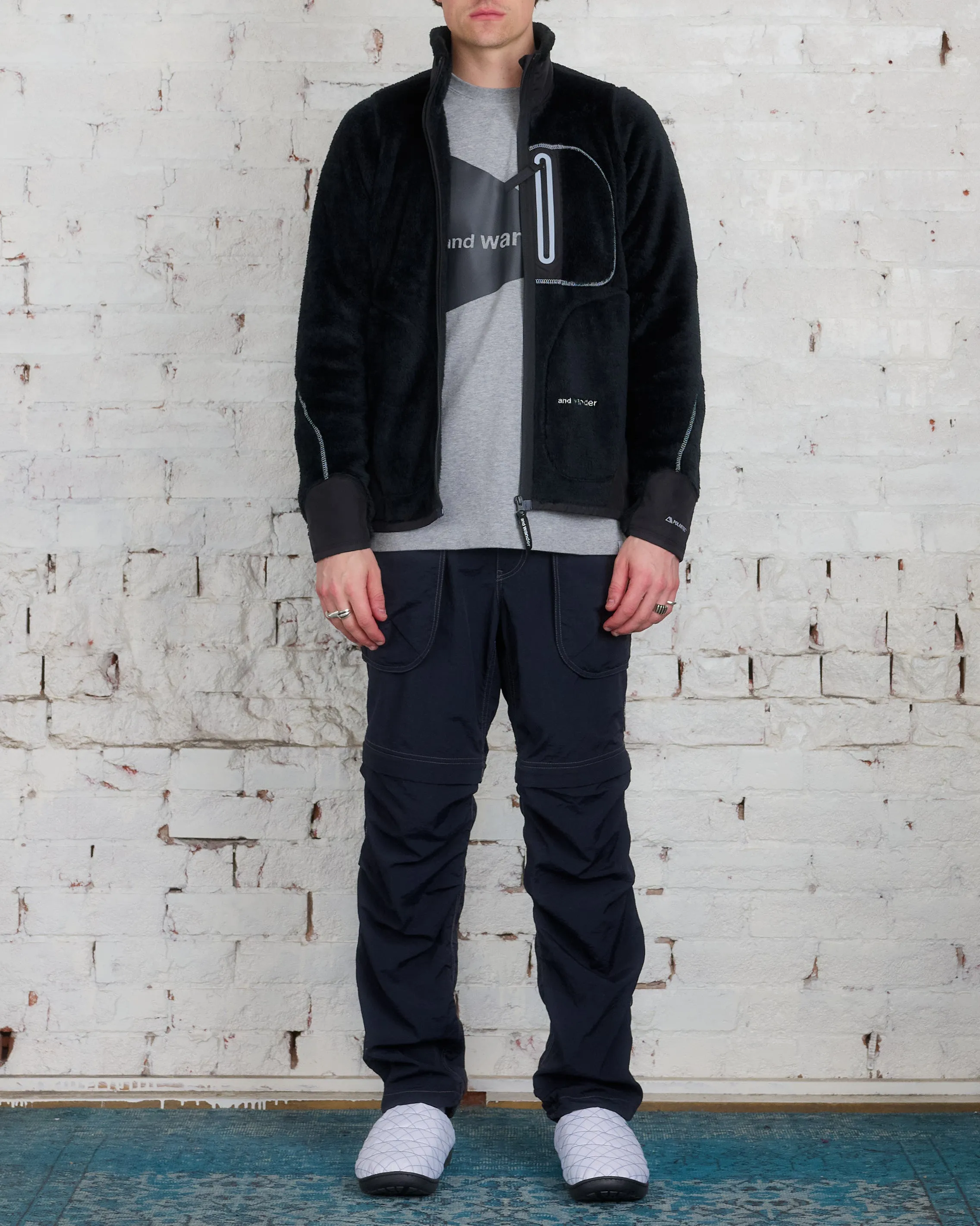 and wander Polartec High Loft Fleece Jacket Black