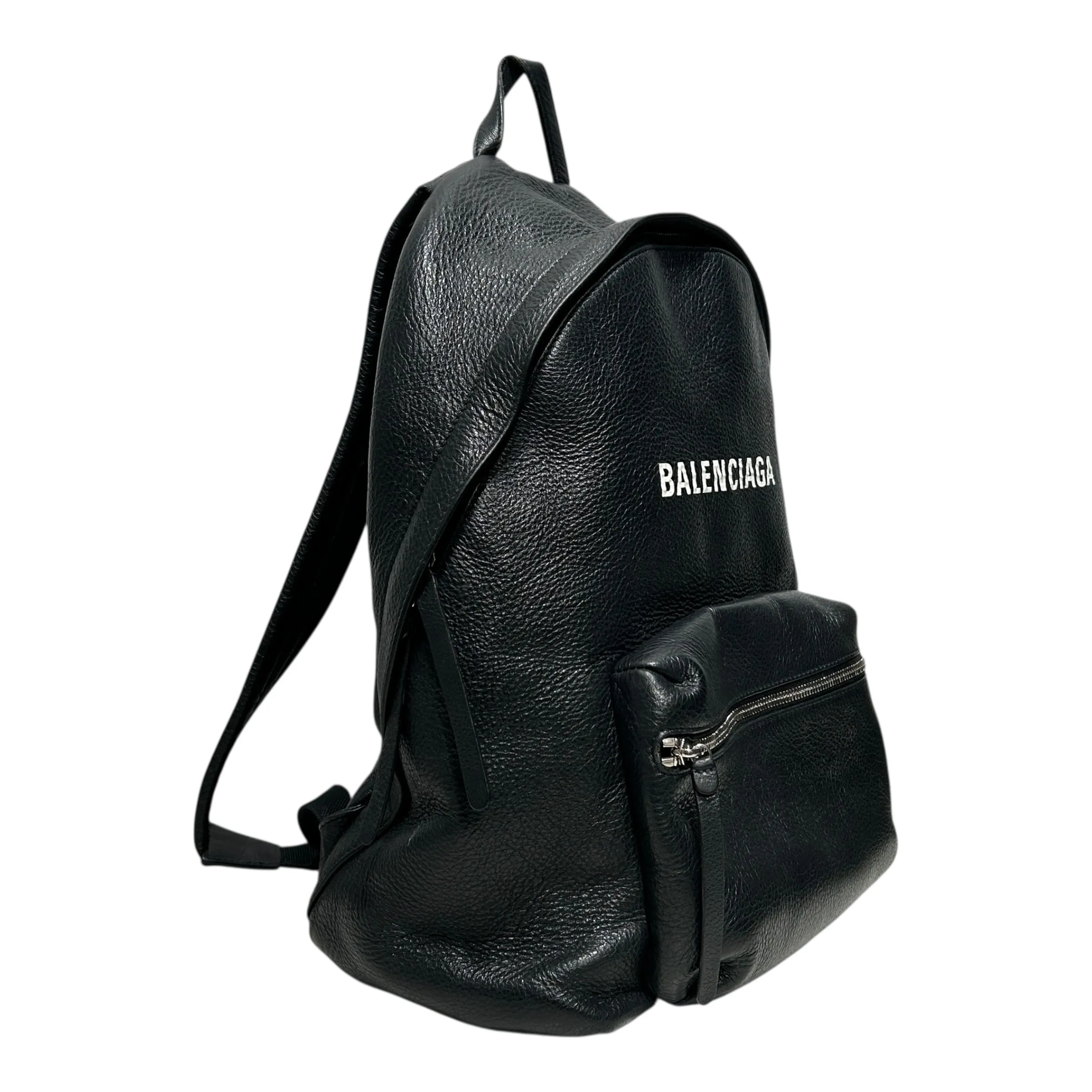 BALENCIAGA/Backpack/Leather/BLK/EVERYDAY BACKPACK LOGO FRONT