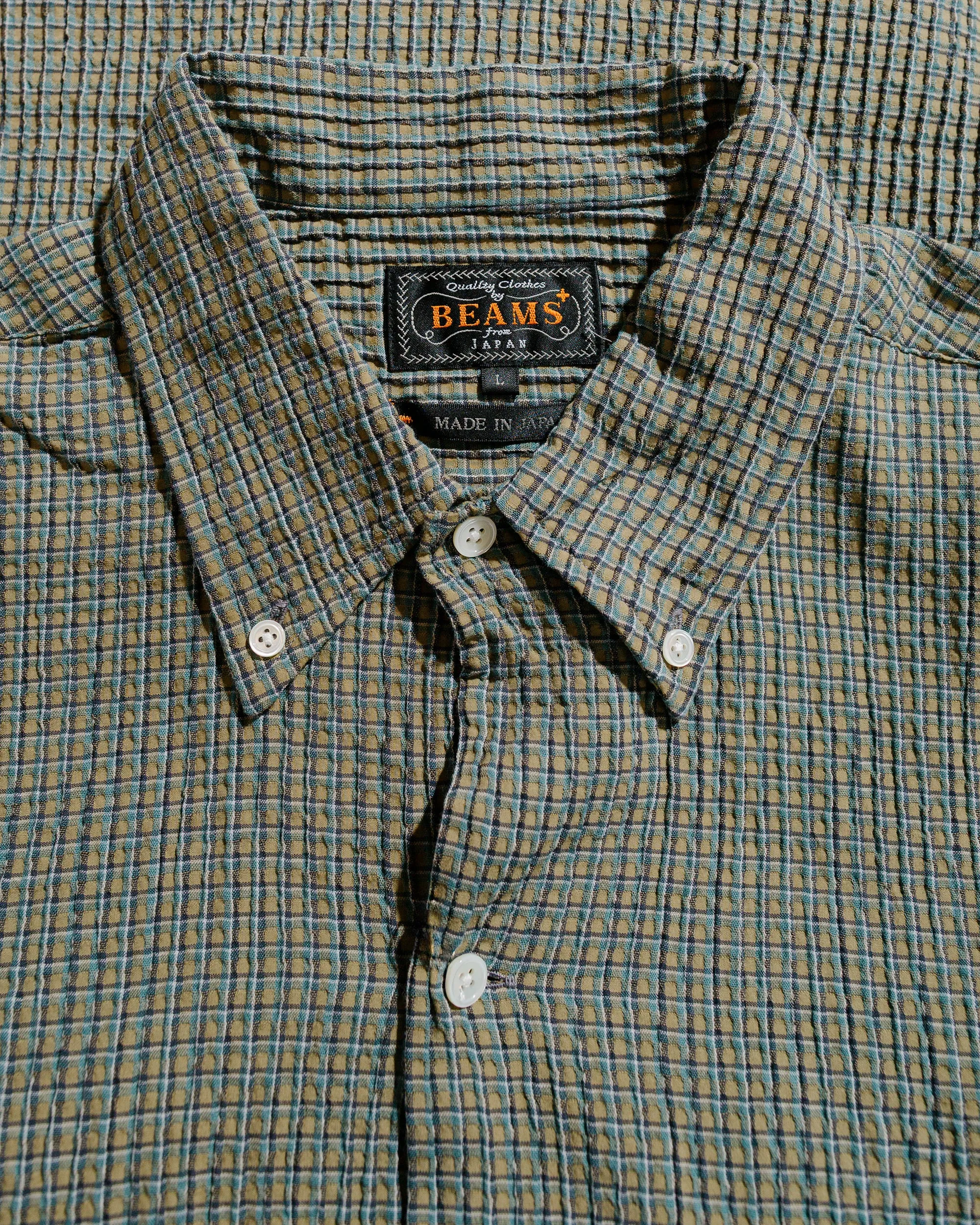 Beams Plus Open B.D. Plaid Olive