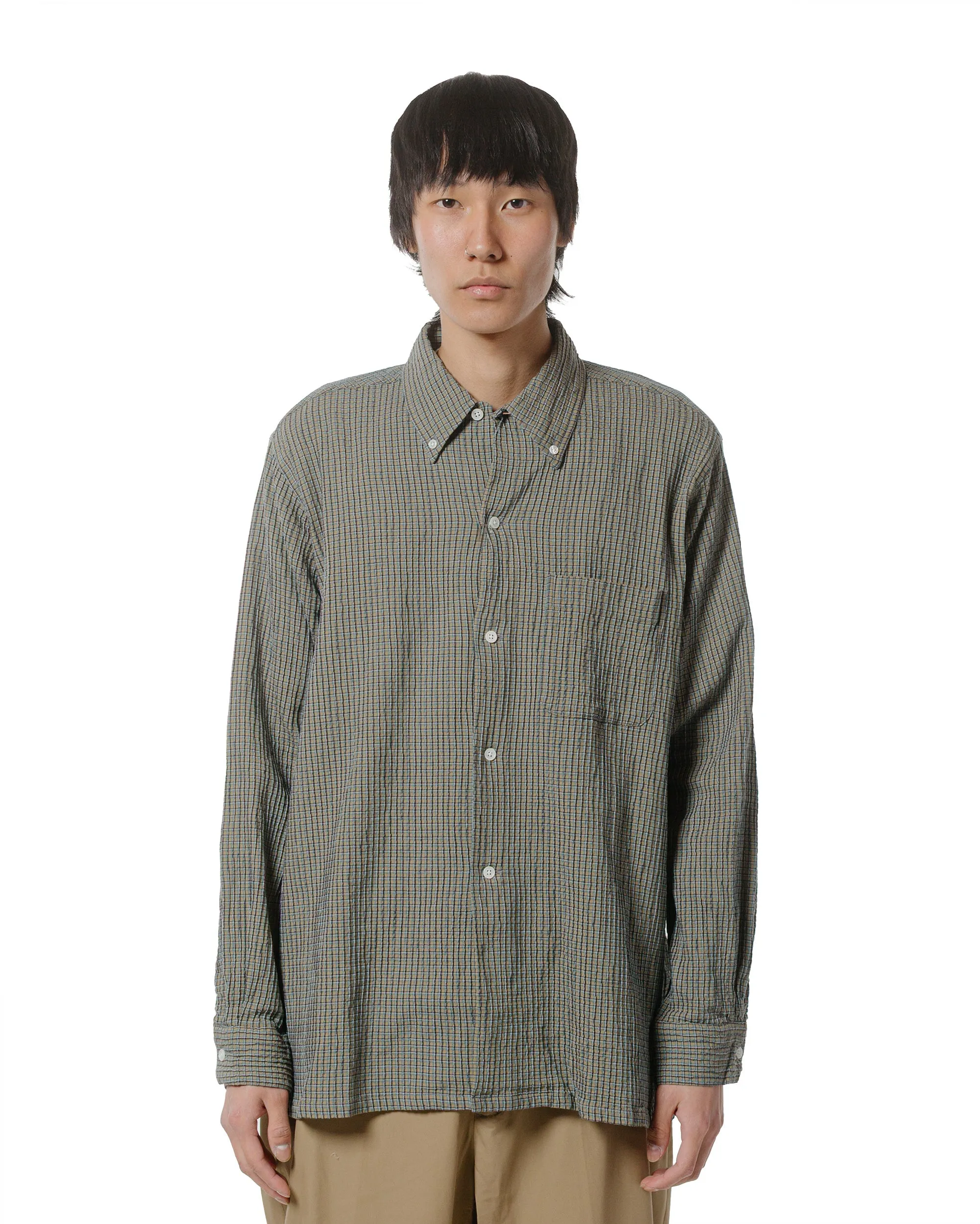 Beams Plus Open B.D. Plaid Olive