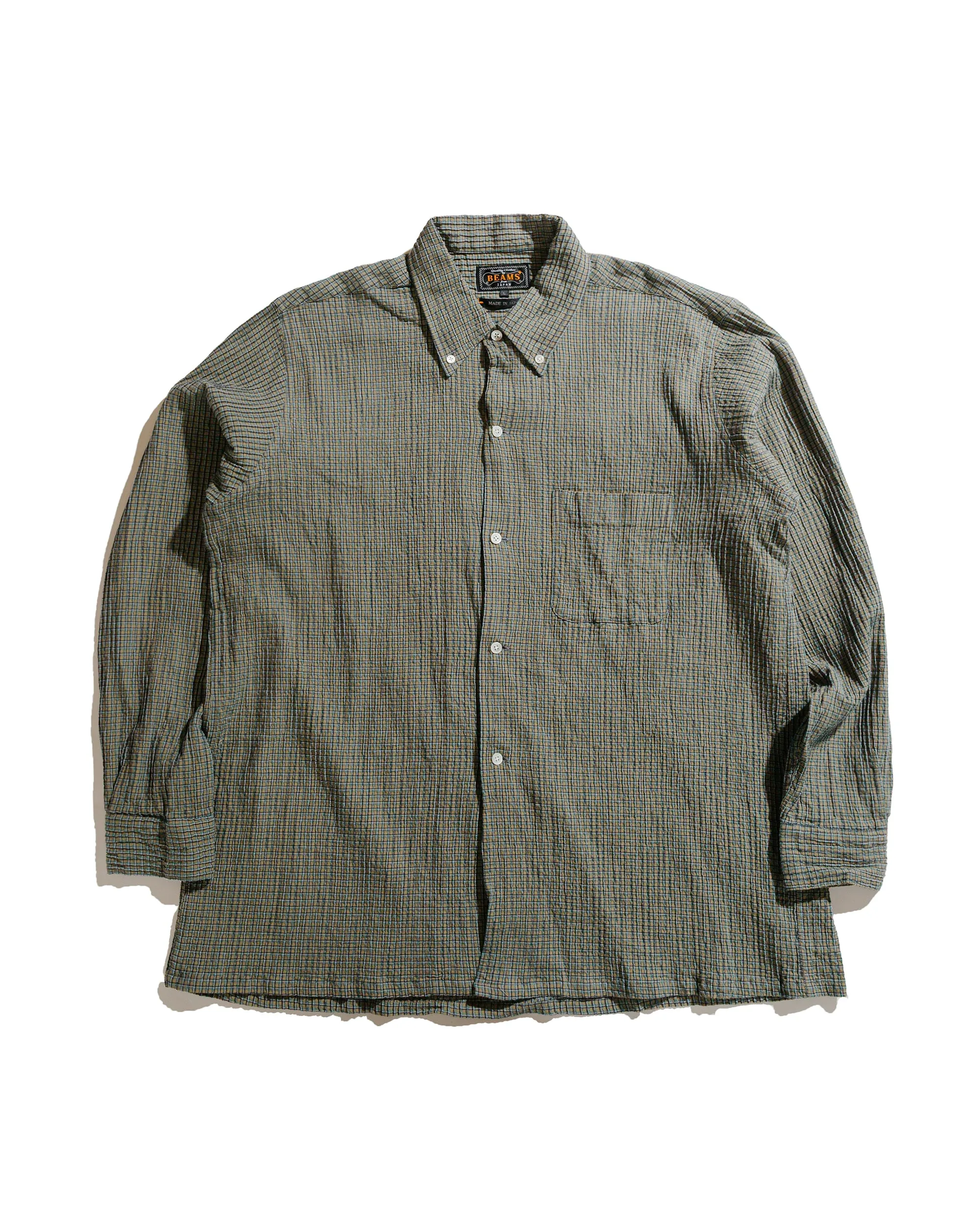 Beams Plus Open B.D. Plaid Olive
