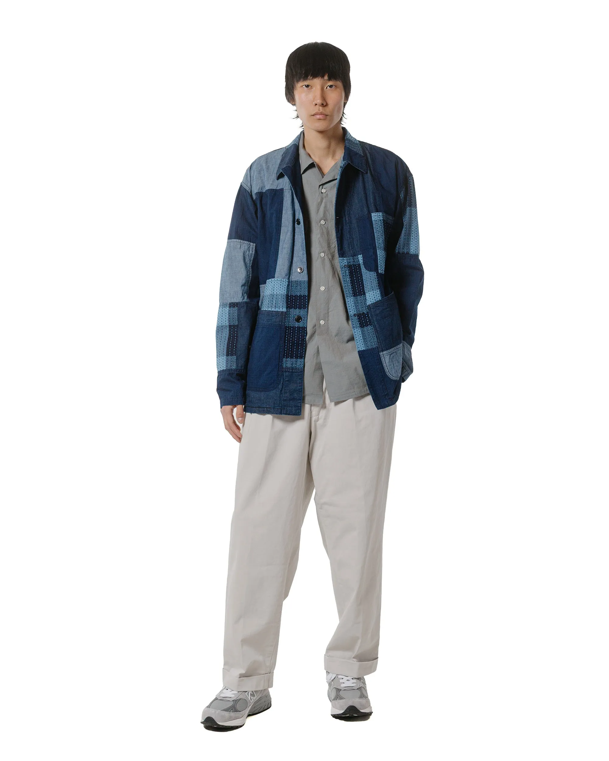 Beams Plus Open Collar Slab Chambray Sage