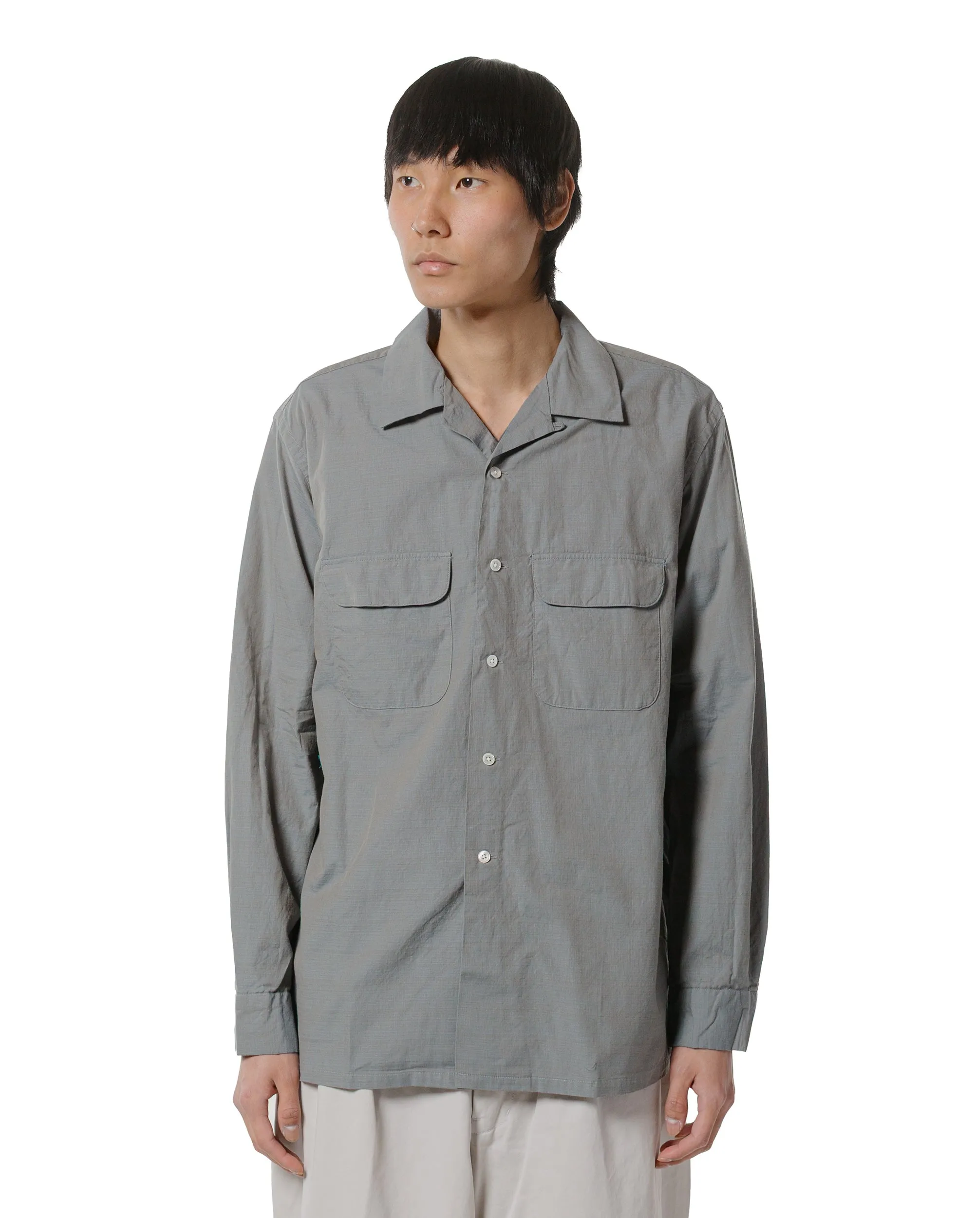 Beams Plus Open Collar Slab Chambray Sage