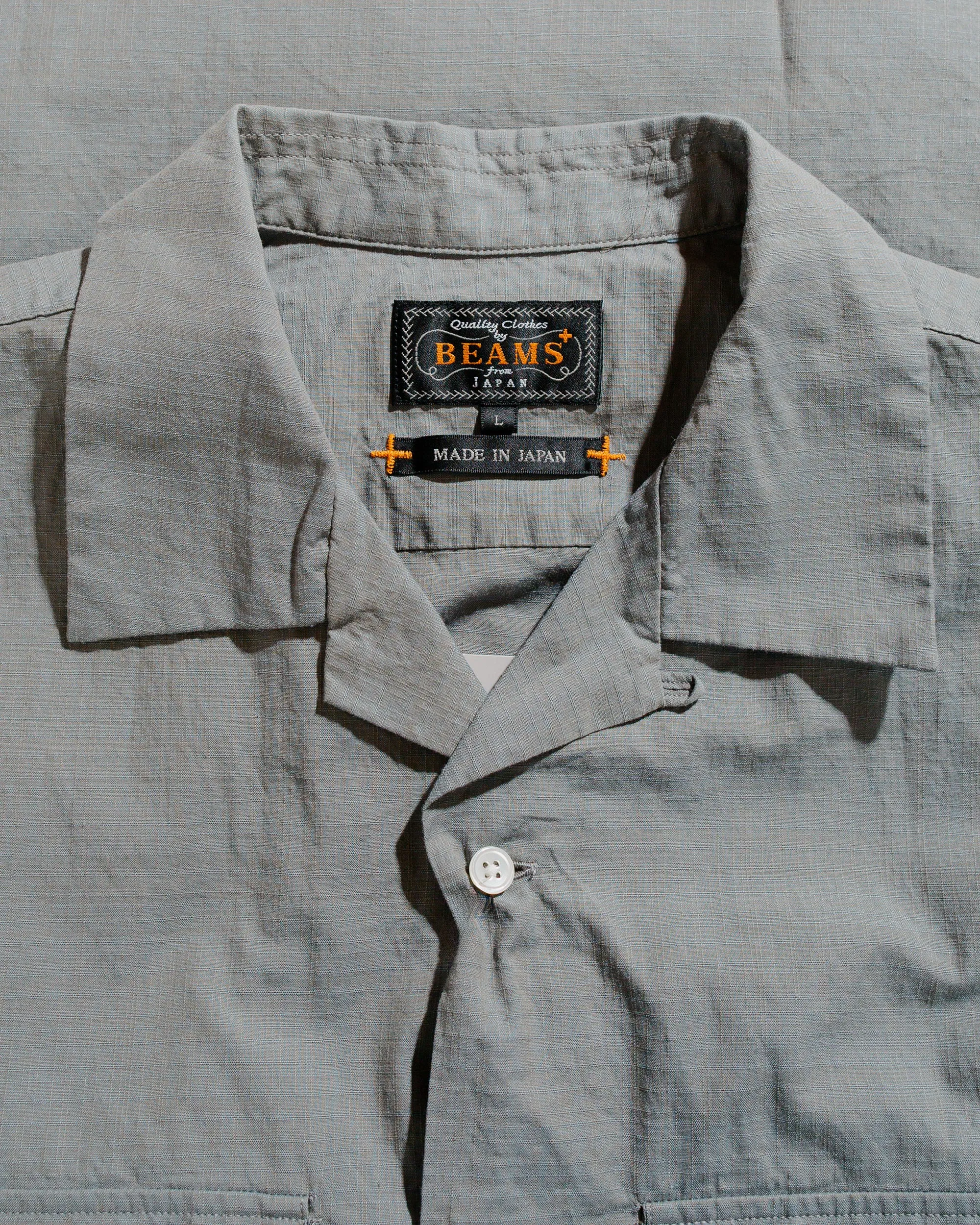 Beams Plus Open Collar Slab Chambray Sage