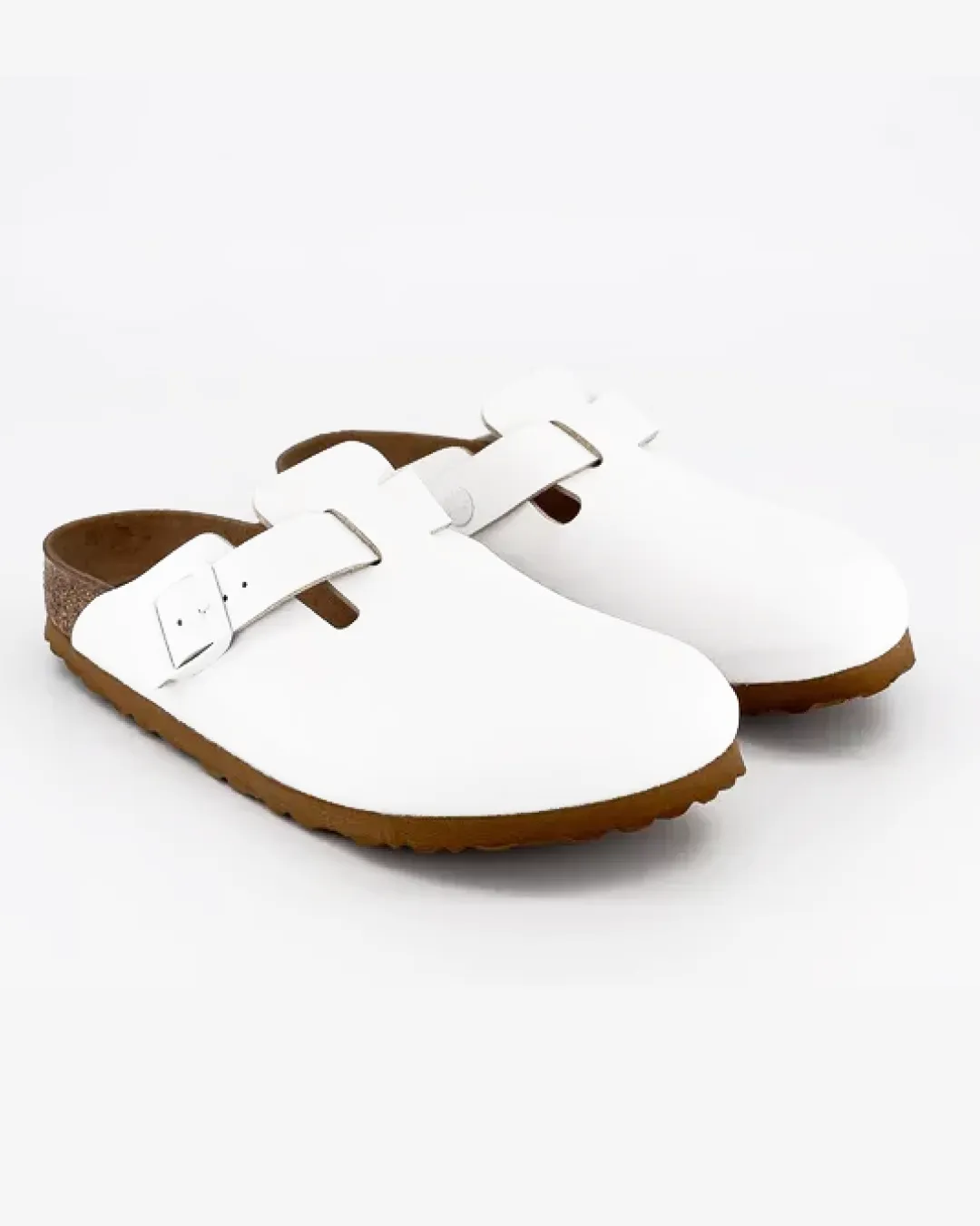Birkenstock Boston Leather White Slippers
