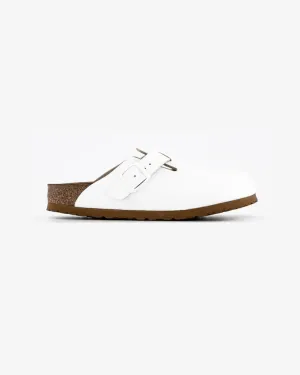 Birkenstock Boston Leather White Slippers