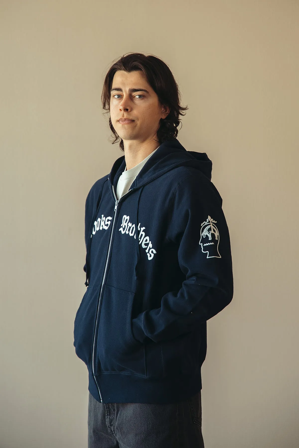 Brain Dead x Brooks Brothers California Logo Zip Hoodie - Navy