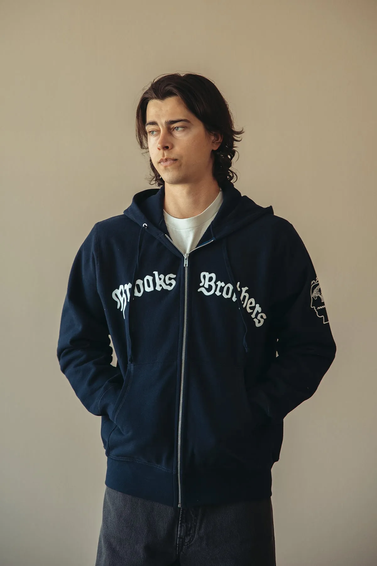 Brain Dead x Brooks Brothers California Logo Zip Hoodie - Navy