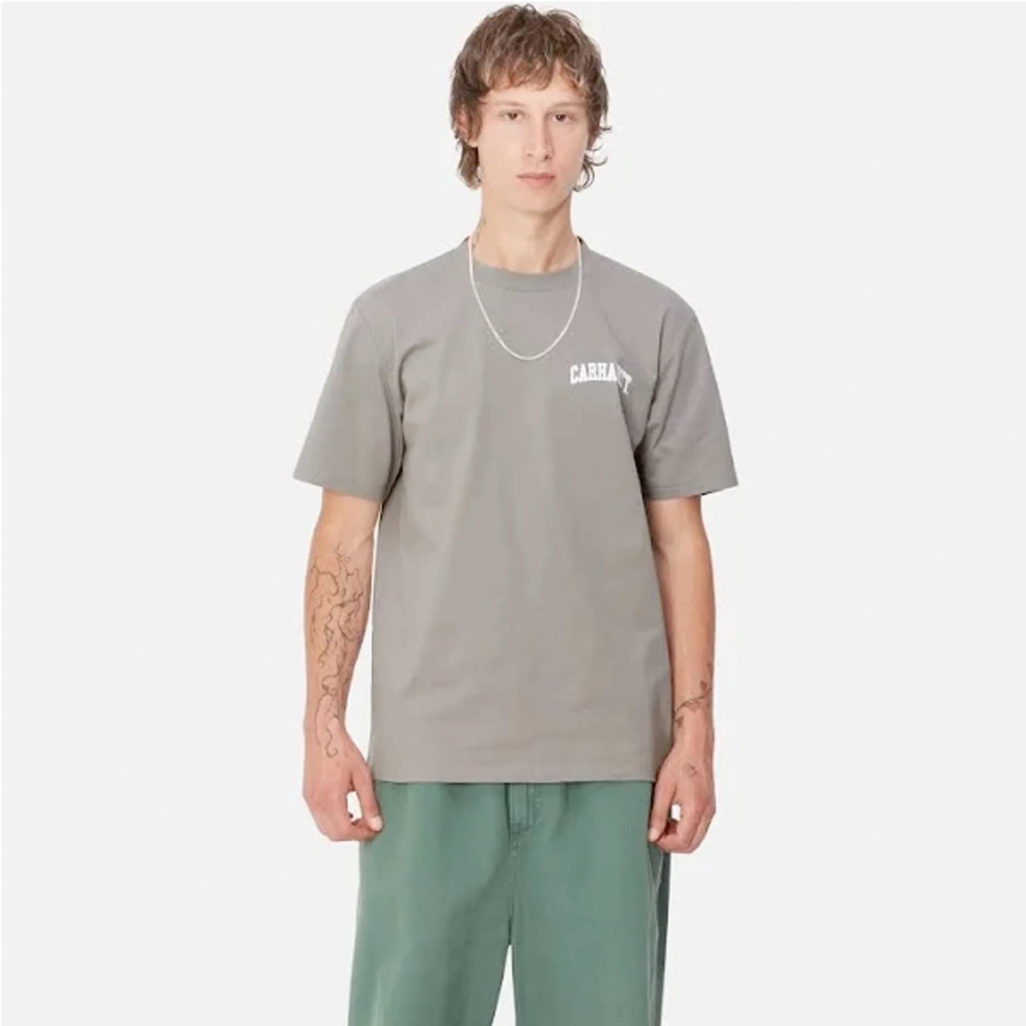 Carhartt University Script Tee Misty Grey/White