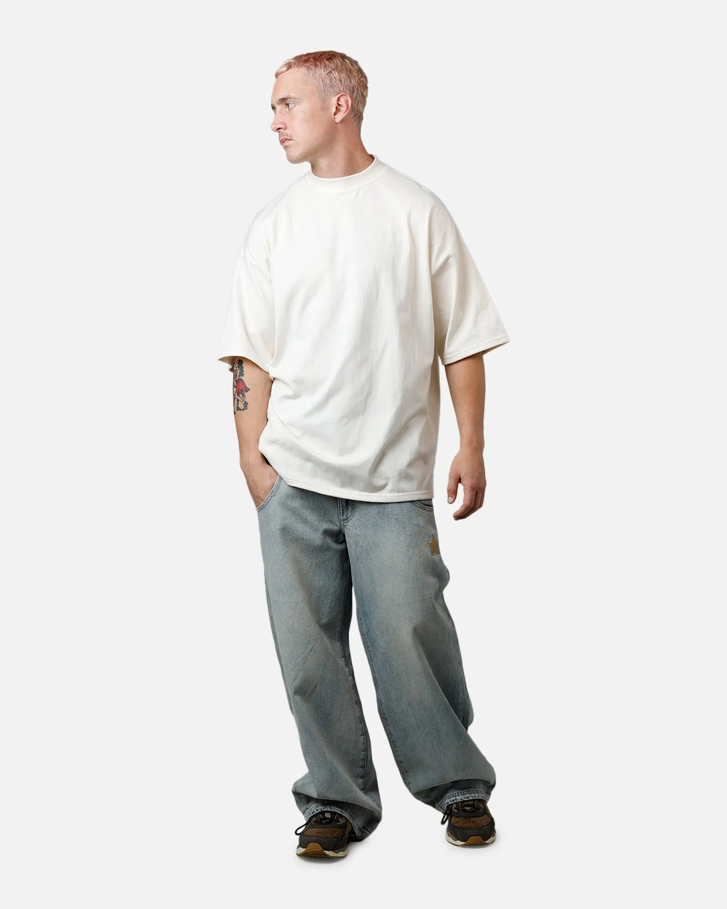 Culture Kings Everyday Mock Neck T-Shirt Off White