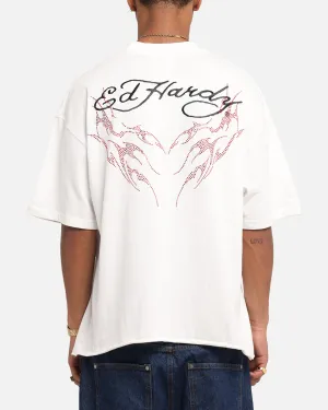 Ed Hardy Techno Rhinestone T-Shirt Off White
