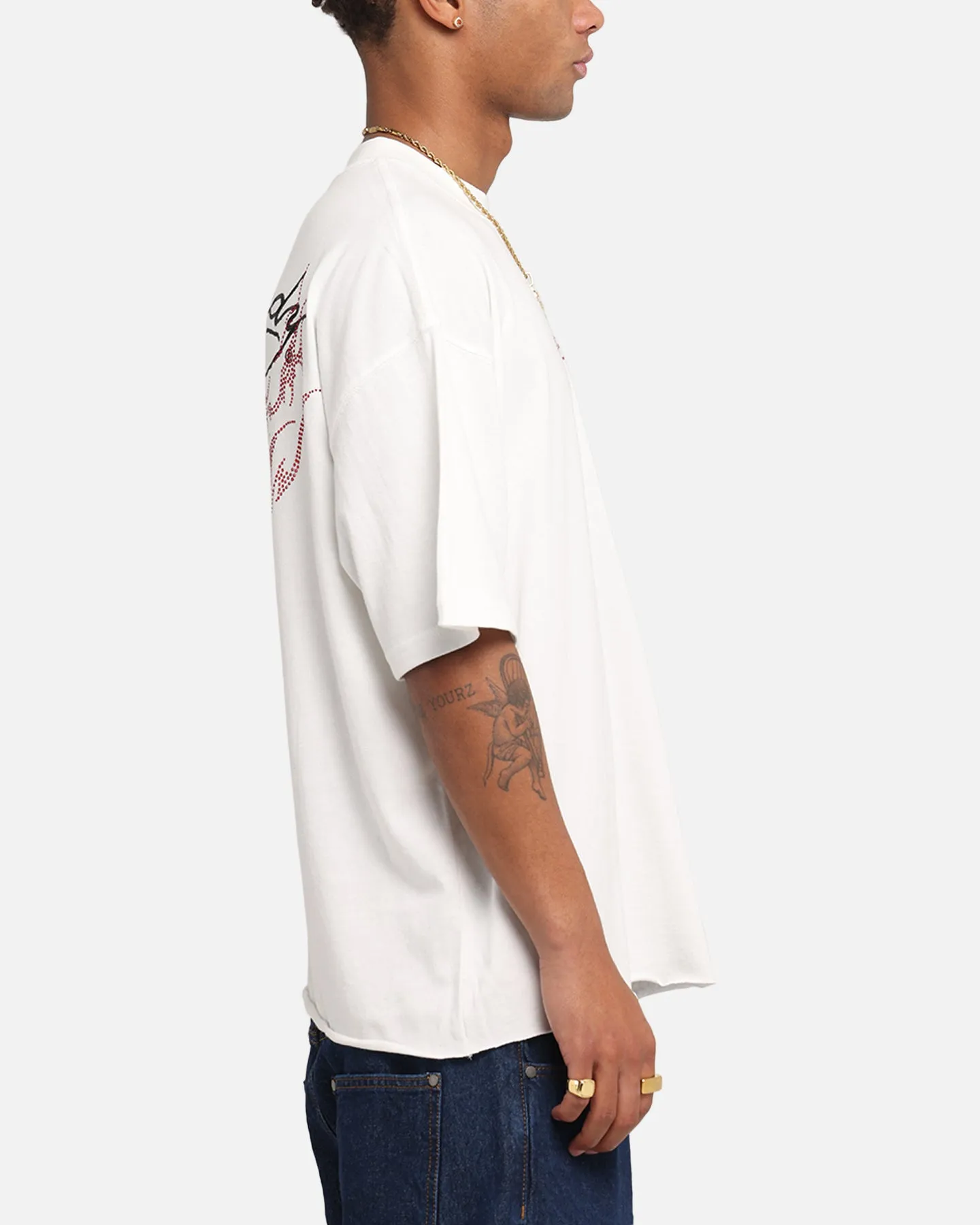 Ed Hardy Techno Rhinestone T-Shirt Off White