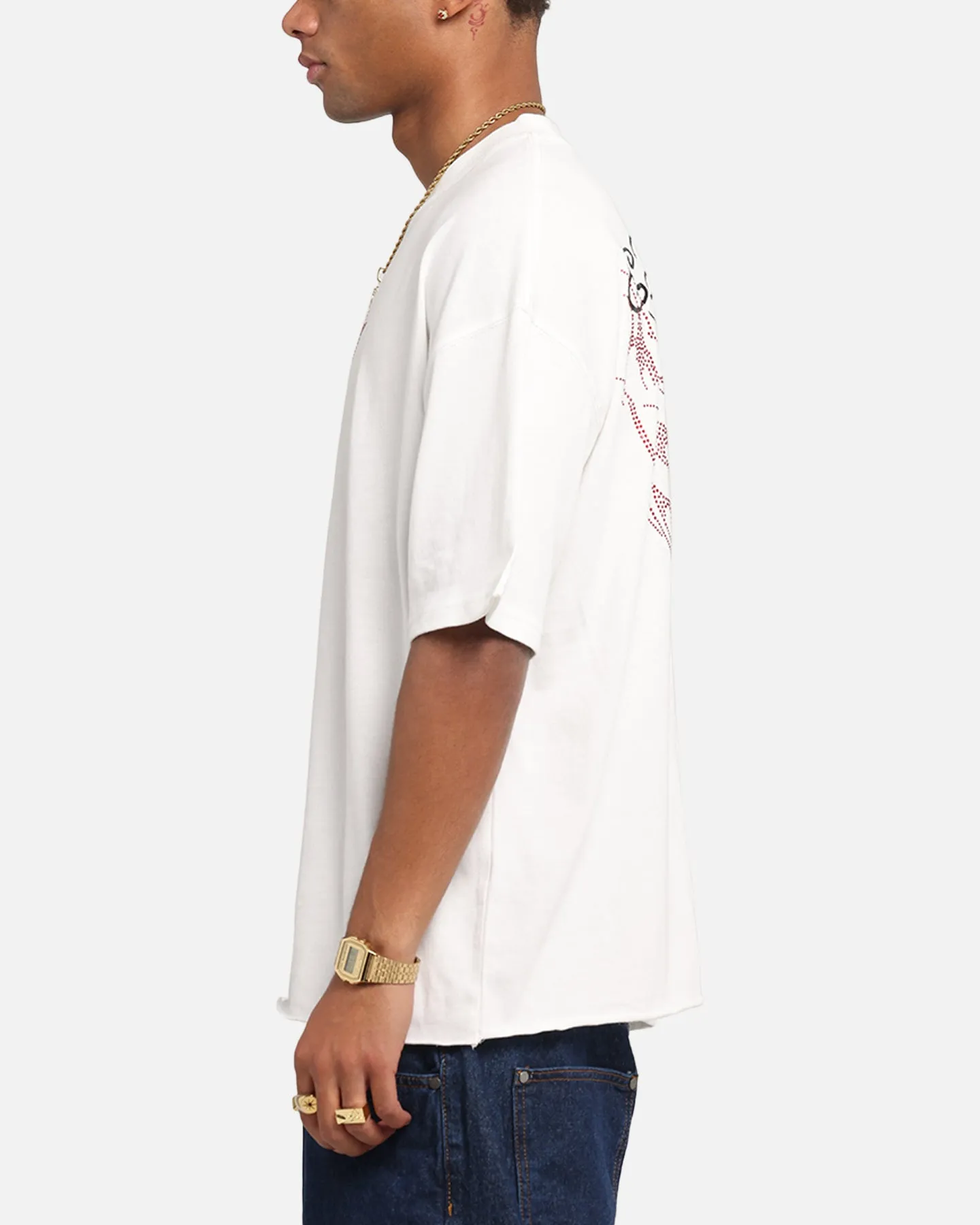 Ed Hardy Techno Rhinestone T-Shirt Off White