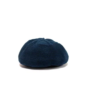Found Feather Knit Beret Hat Cotton Knit Navy