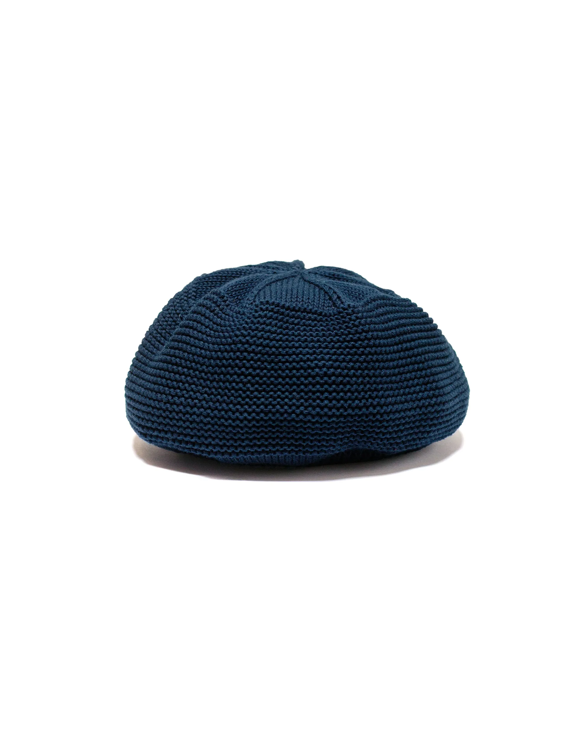 Found Feather Knit Beret Hat Cotton Knit Navy