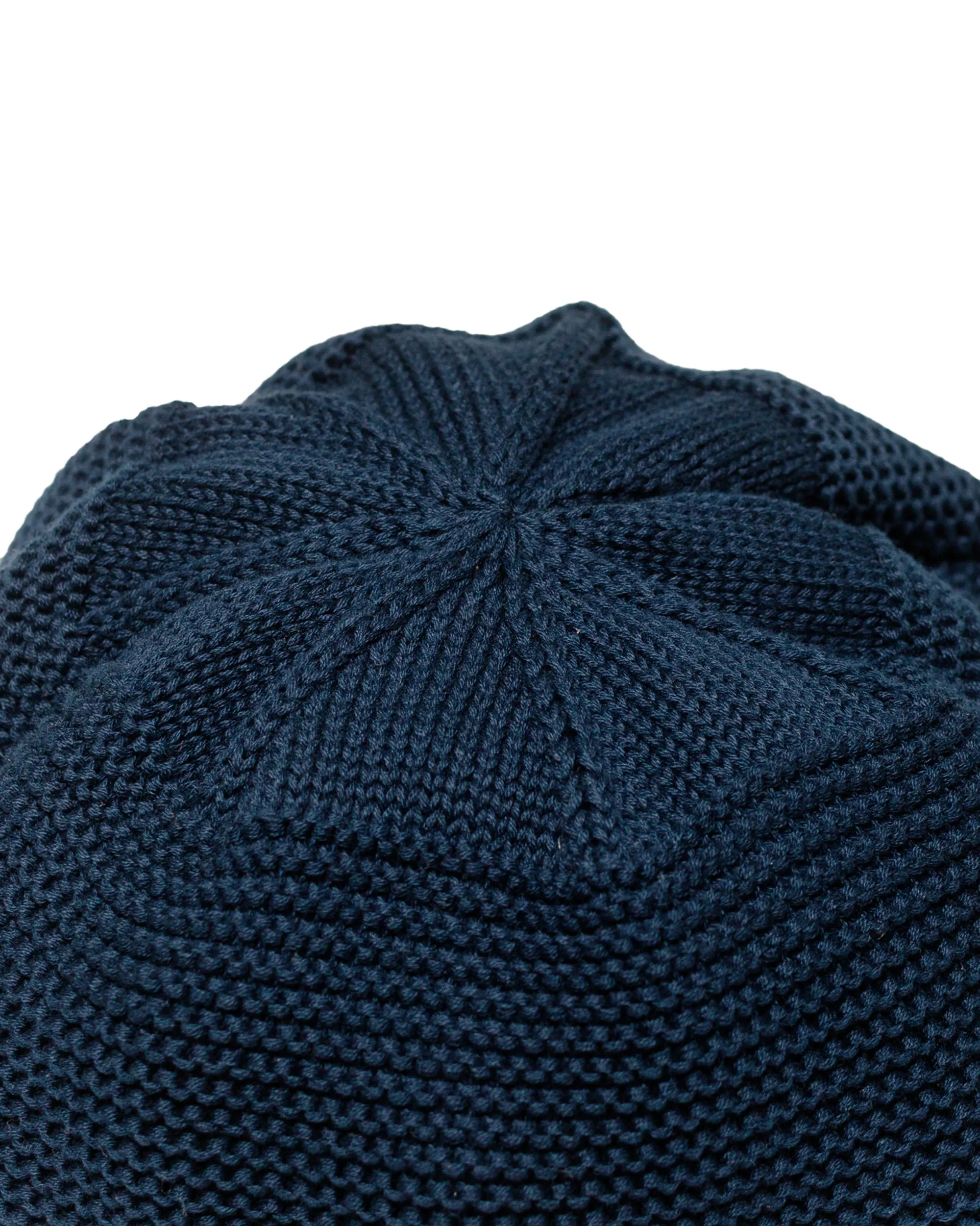 Found Feather Knit Beret Hat Cotton Knit Navy