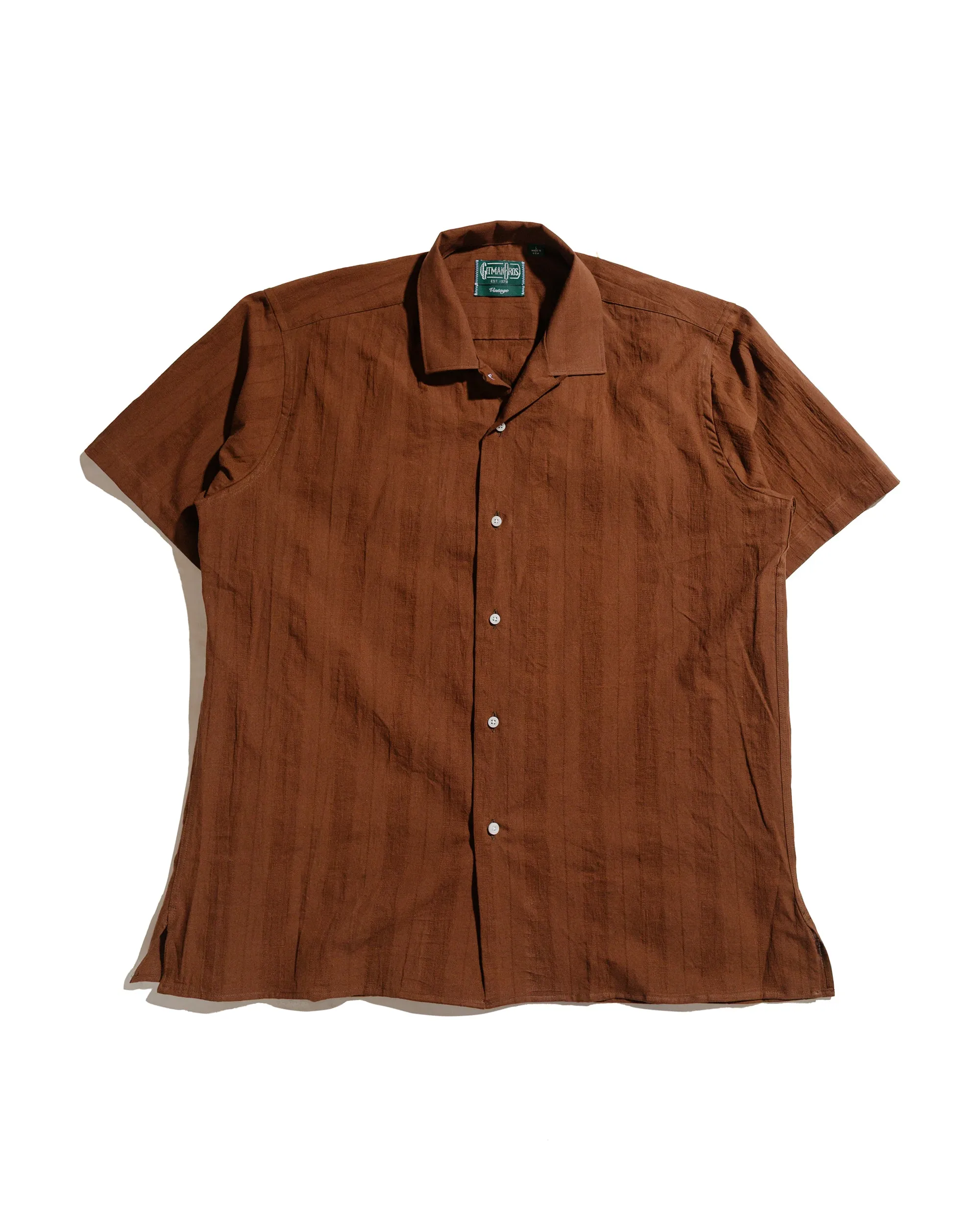 Gitman Vintage Bros. Brown Dobby Stripe Camp Shirt