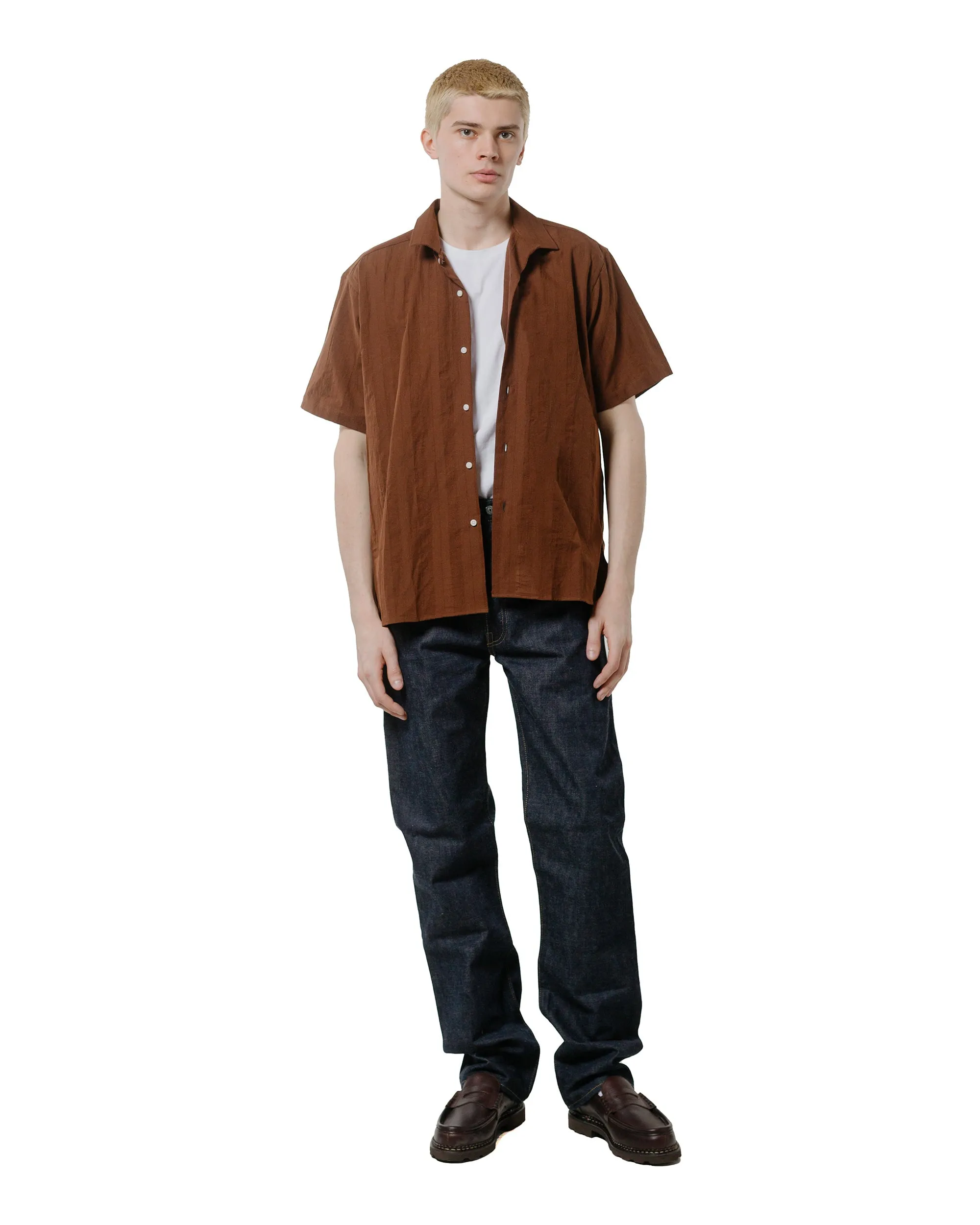Gitman Vintage Bros. Brown Dobby Stripe Camp Shirt