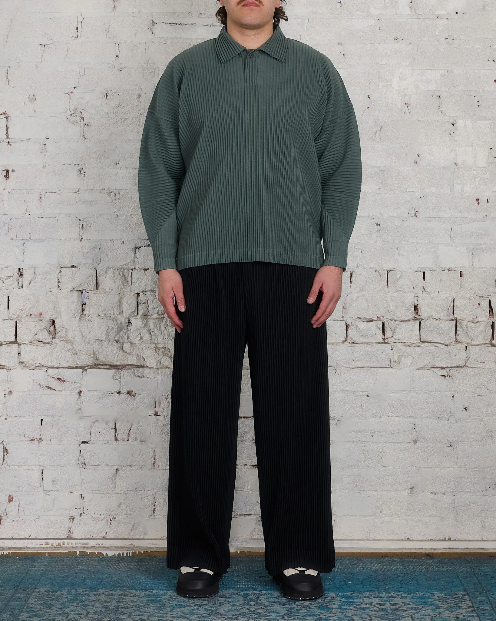 HOMME PLISS ISSEY MIYAKE Pleats October LS Polo Moss