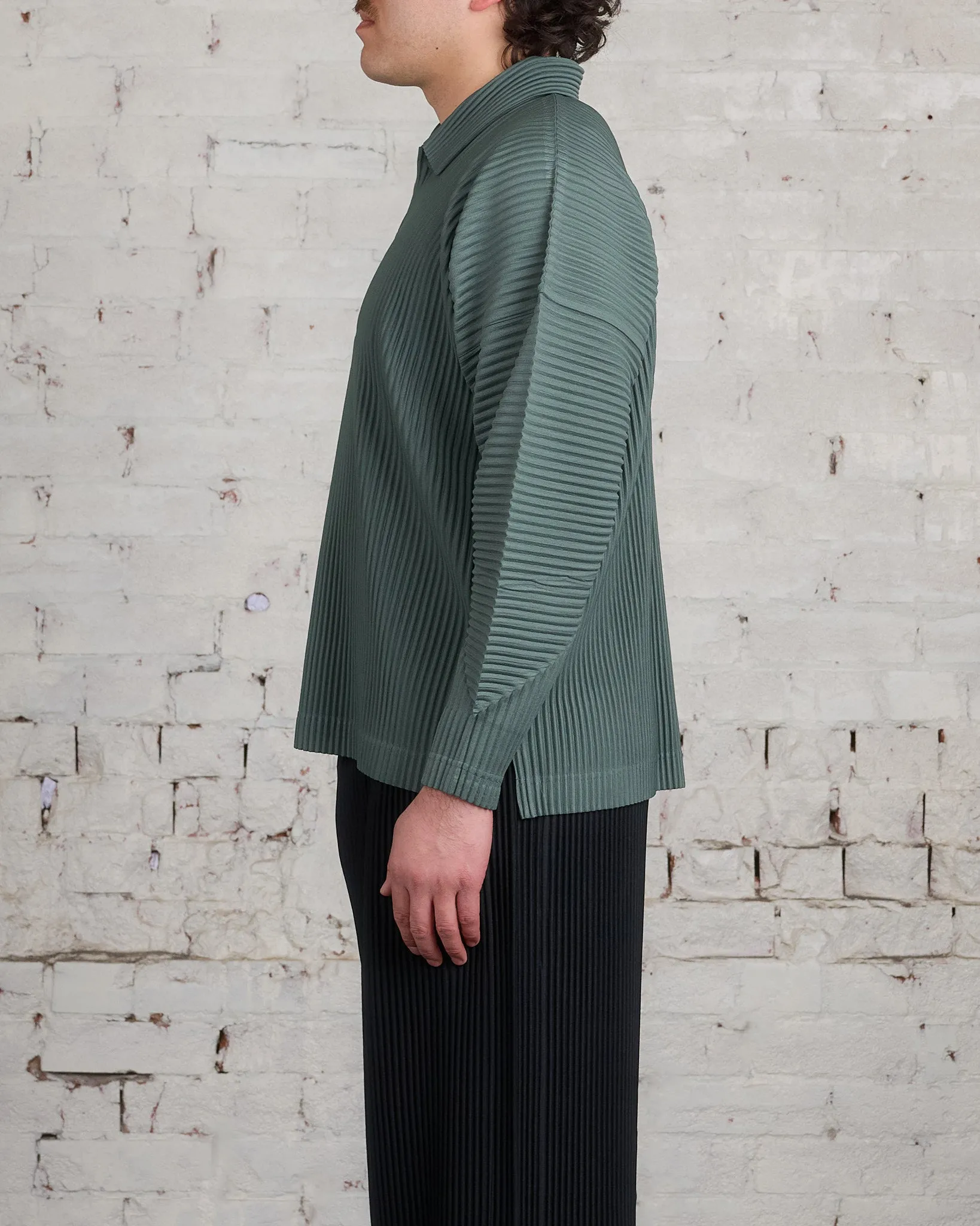 HOMME PLISS ISSEY MIYAKE Pleats October LS Polo Moss