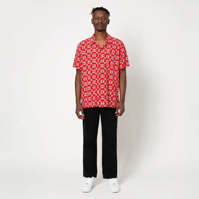 HUF ATELIER RESORT WOVEN SHORT SLEEVE SHIRT // RED