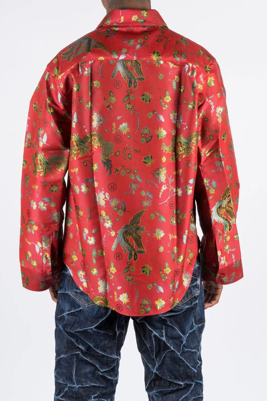 MARTINE ROSE CLASSIC SHIRT W LANTERN SLEEVE RED