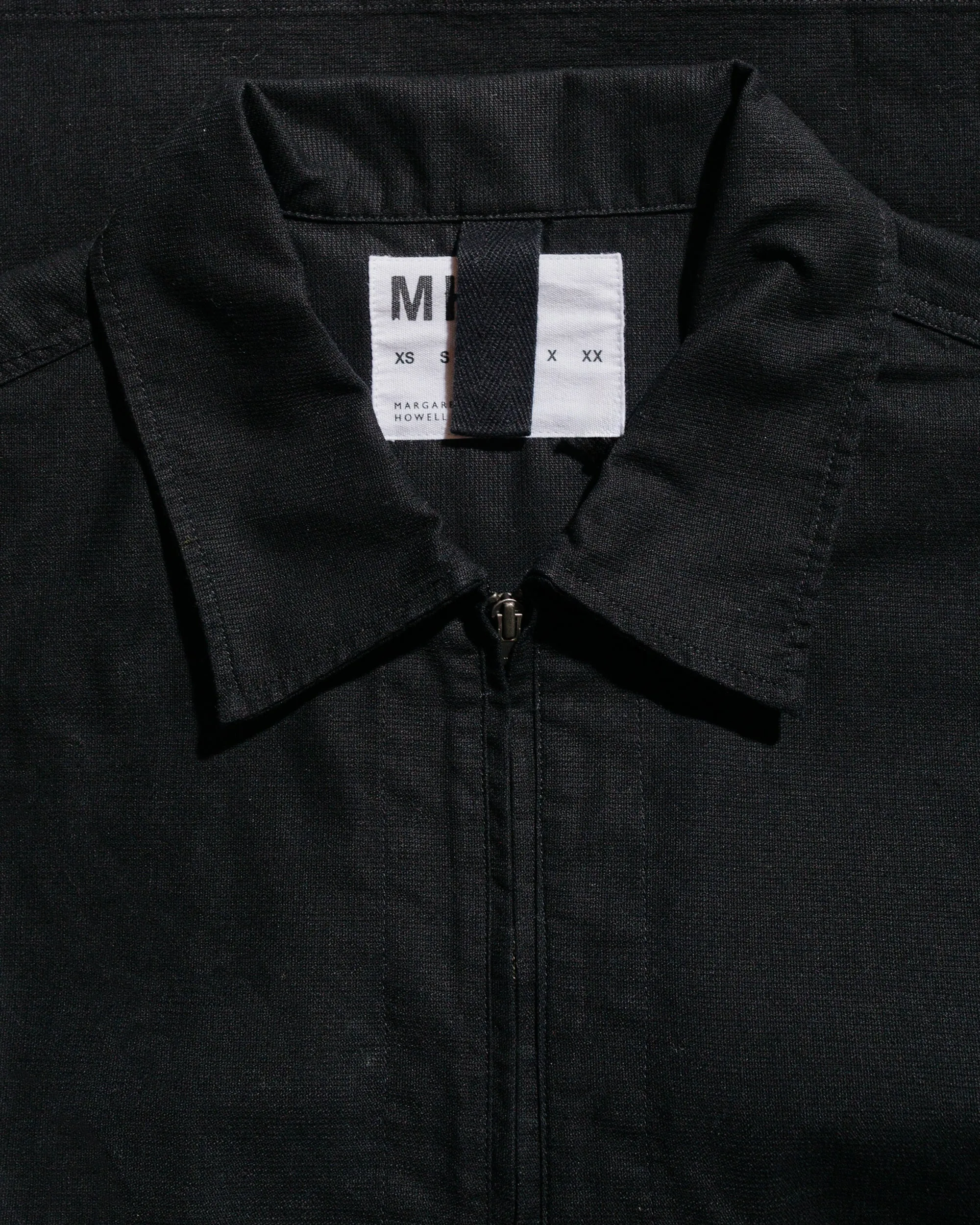 MHL Half Zip Pull On Shirt Textured Cotton Black