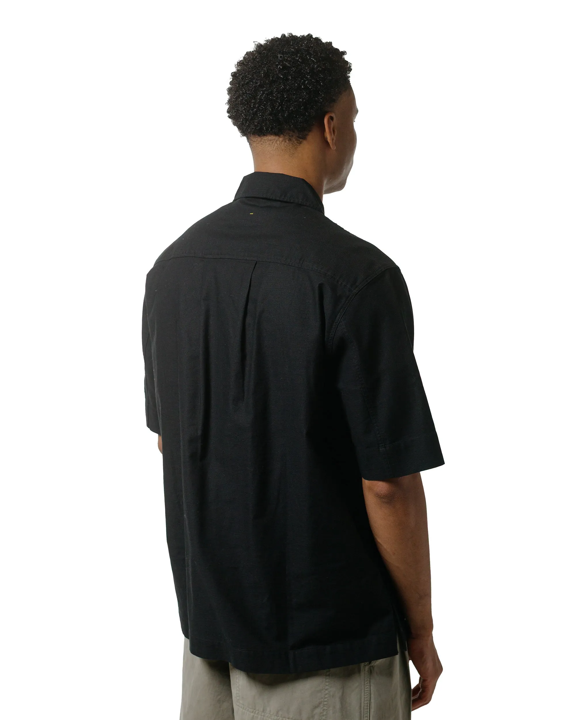 MHL Half Zip Pull On Shirt Textured Cotton Black