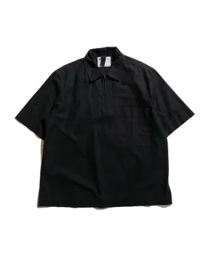 MHL Half Zip Pull On Shirt Textured Cotton Black