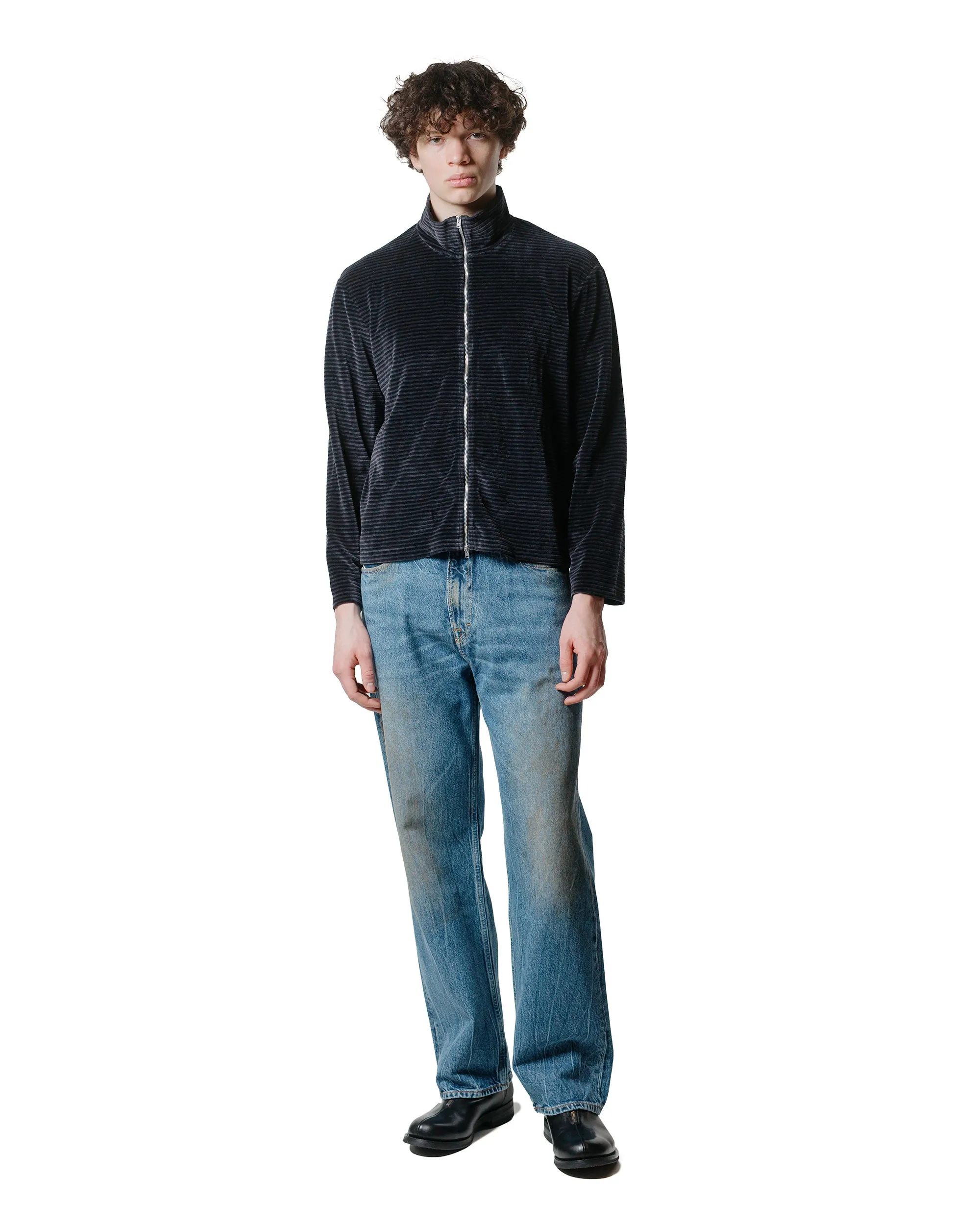 Our Legacy Shrunken Full Zip Polo Phantom Stripe Velour