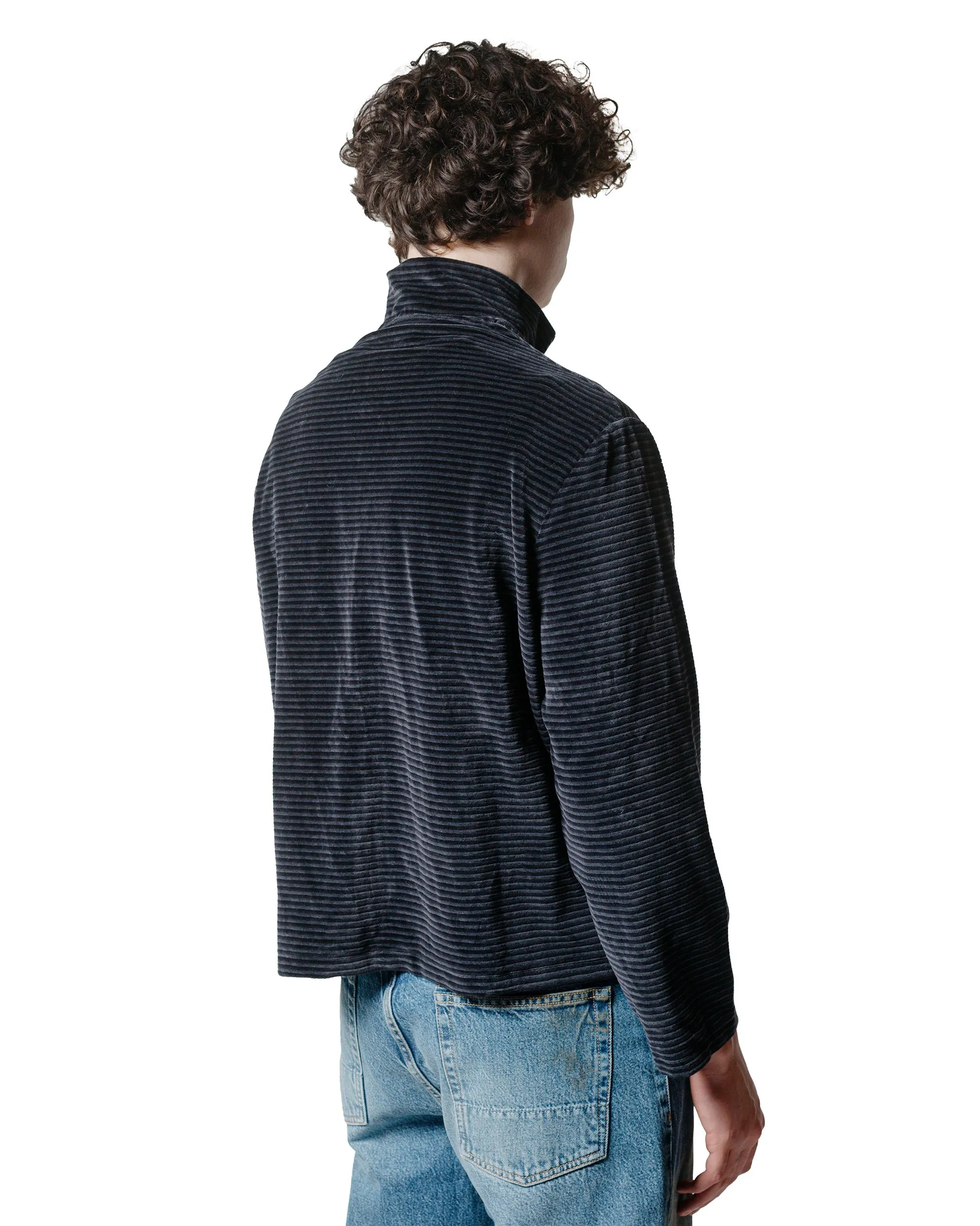 Our Legacy Shrunken Full Zip Polo Phantom Stripe Velour