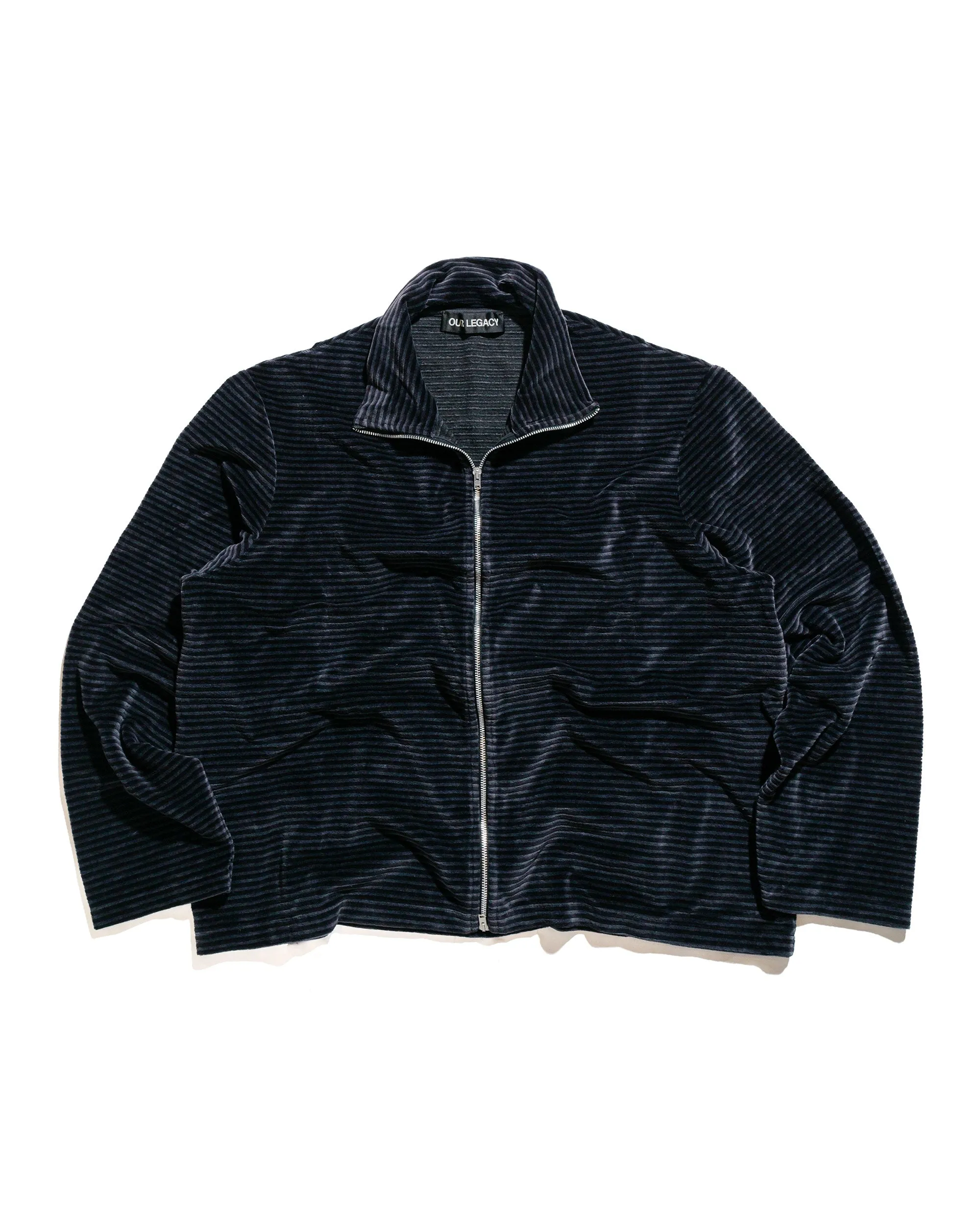 Our Legacy Shrunken Full Zip Polo Phantom Stripe Velour