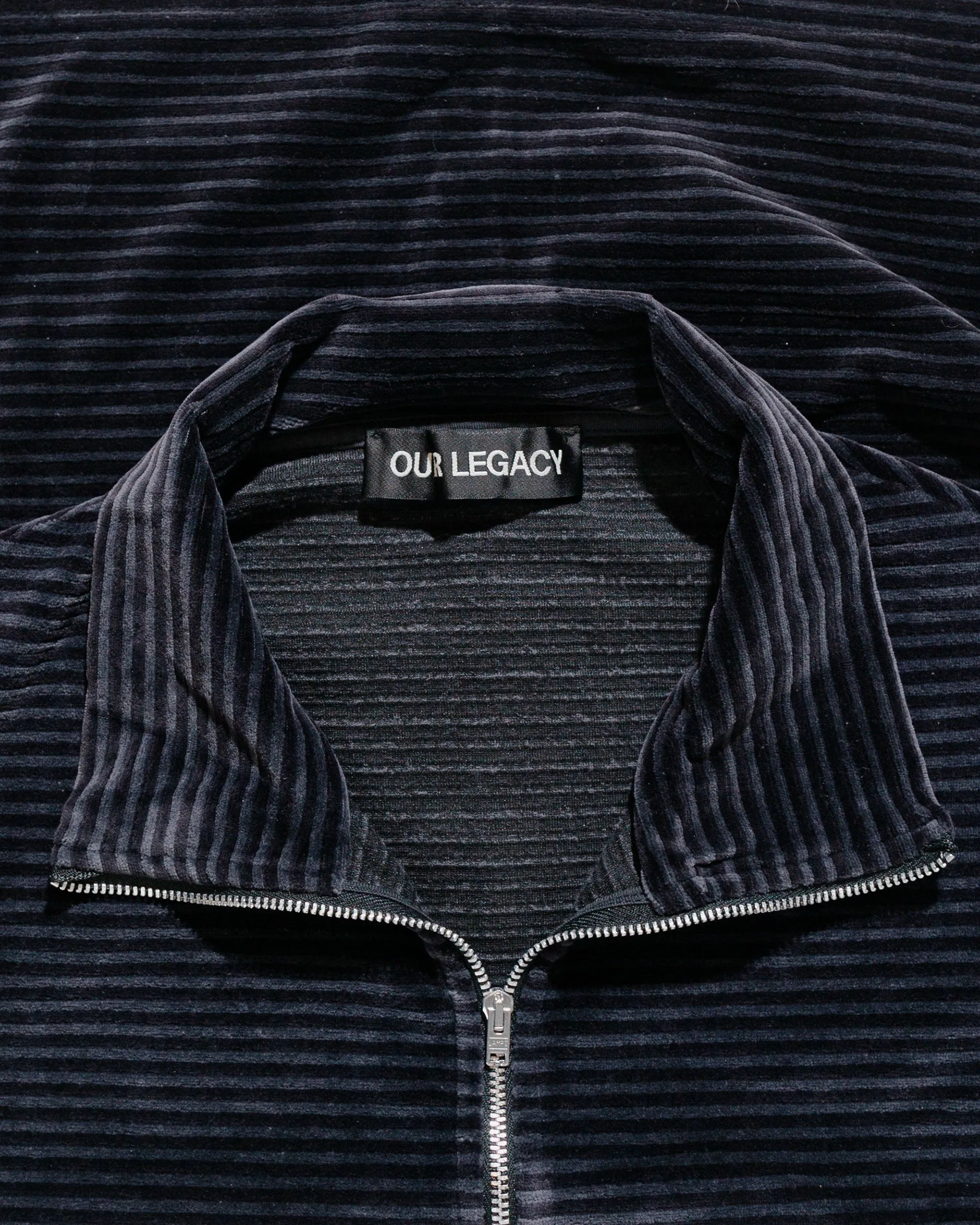 Our Legacy Shrunken Full Zip Polo Phantom Stripe Velour