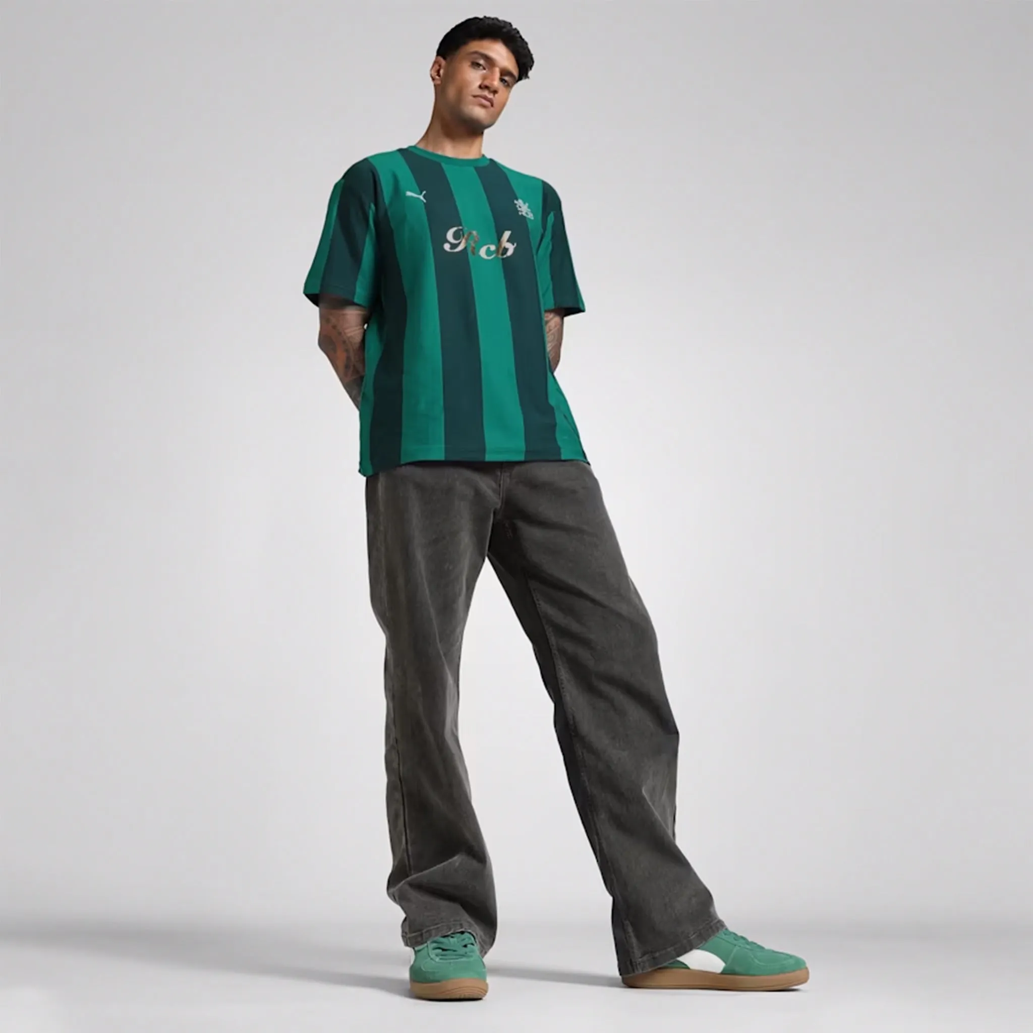 Puma X RCB Retro Striper Tee (WILD GREEN)