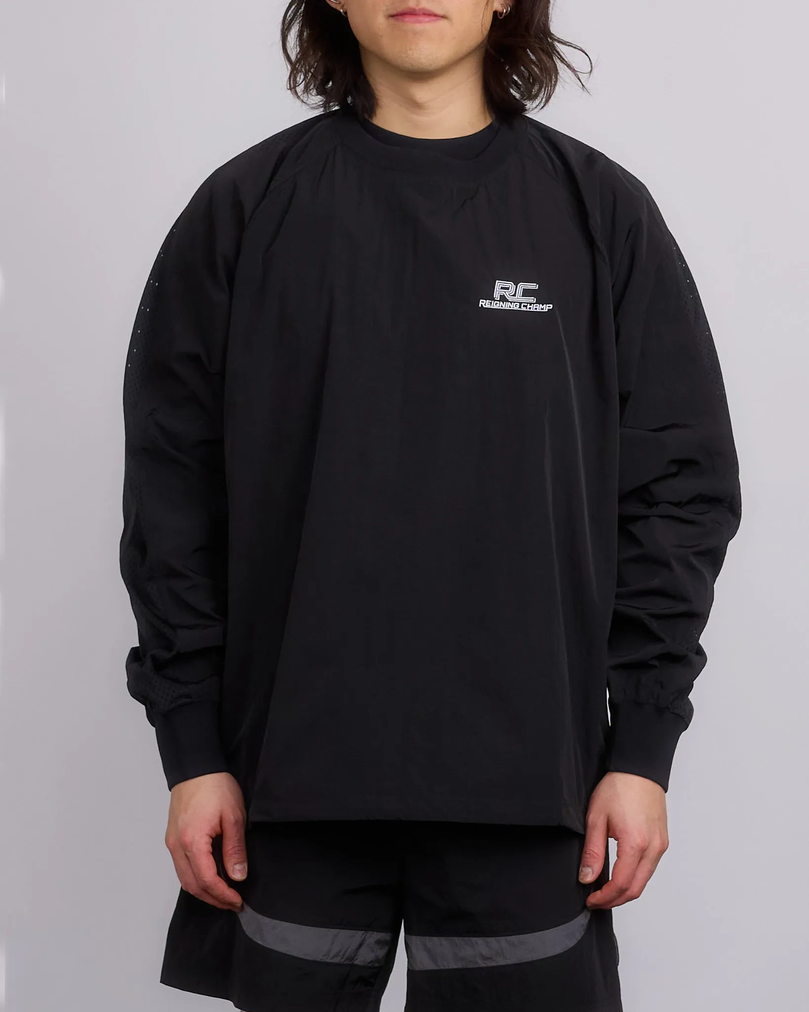 Reigning Champ Textured Nylon Radar Crewneck Black