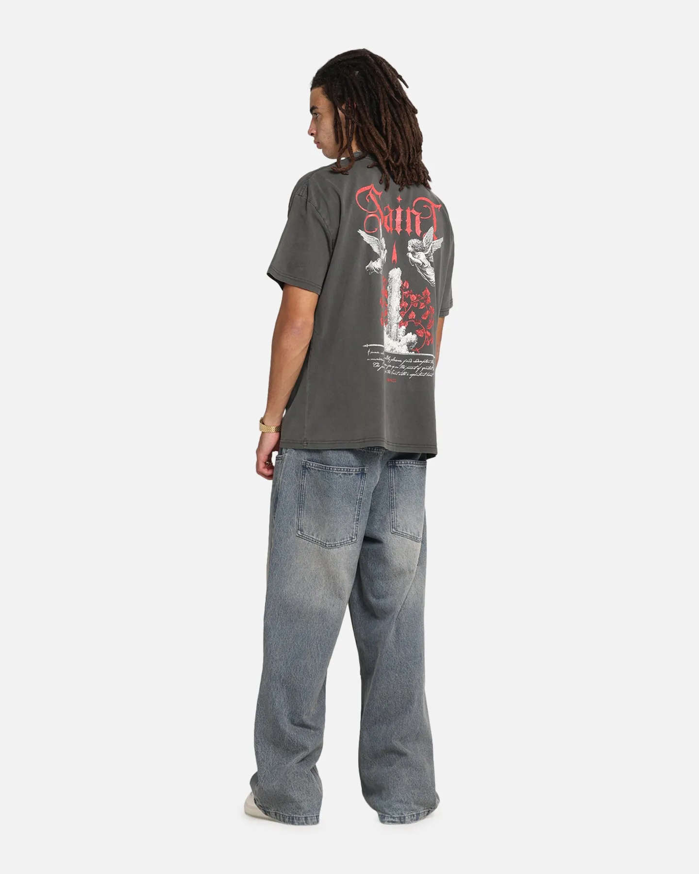 Saint Morta Candle Lit Boxy T-Shirt Black Wash