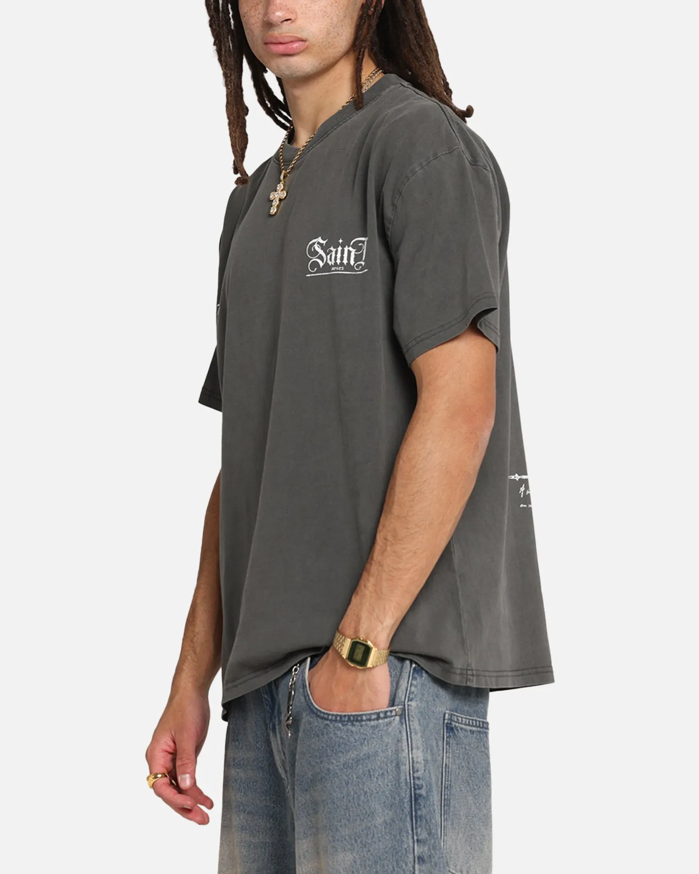Saint Morta Candle Lit Boxy T-Shirt Black Wash