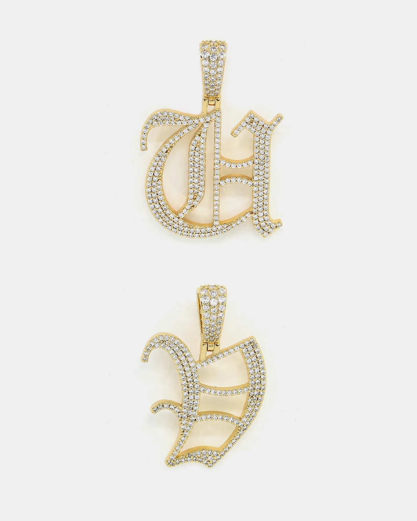 Saint Morta Gothic Iced Letter Pendant Iced Gold