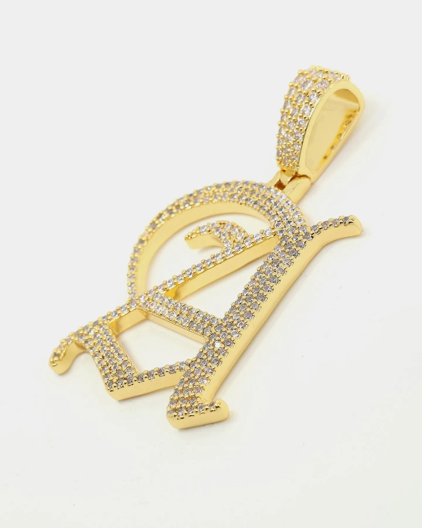 Saint Morta Gothic Iced Letter Pendant Iced Gold
