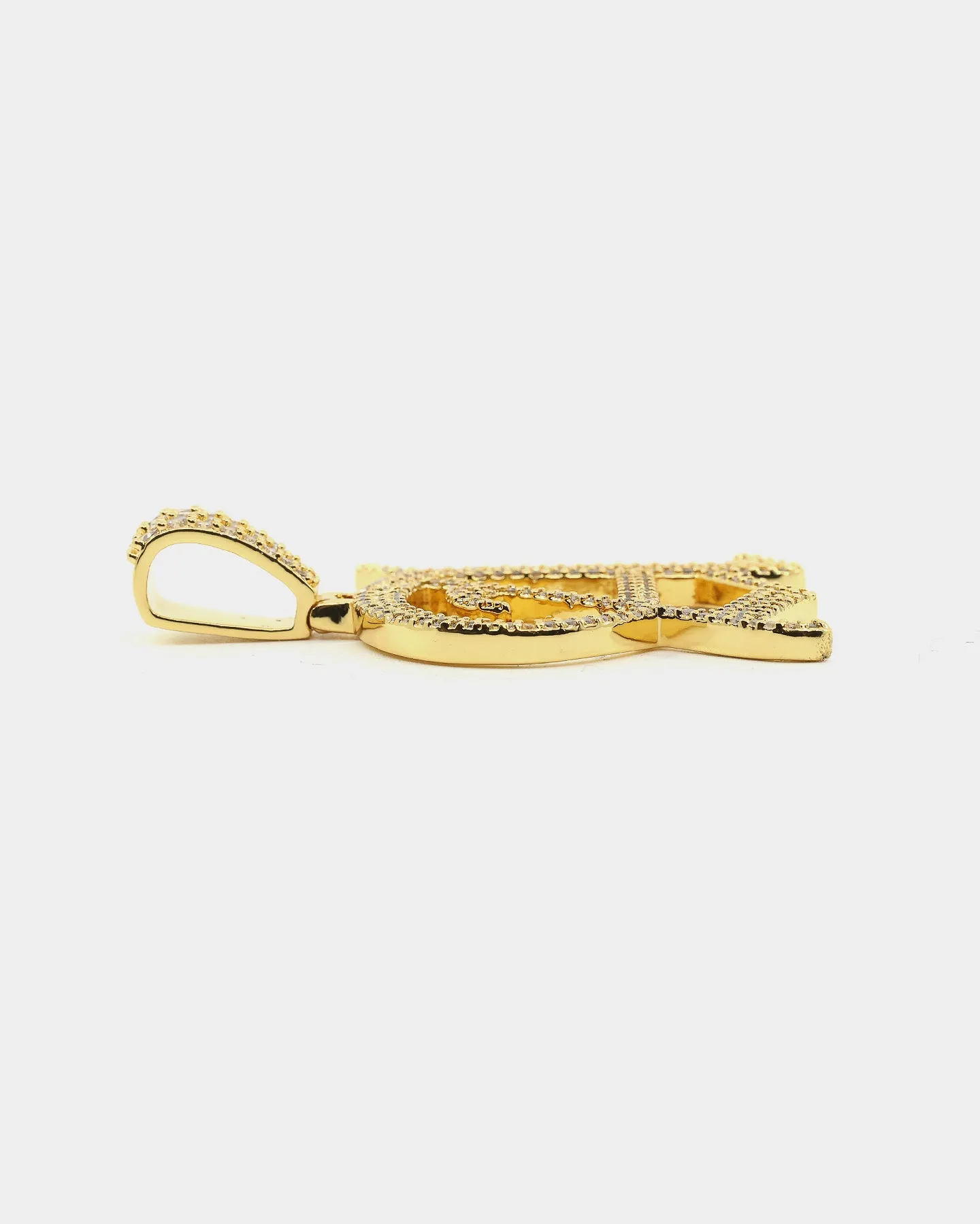 Saint Morta Gothic Iced Letter Pendant Iced Gold