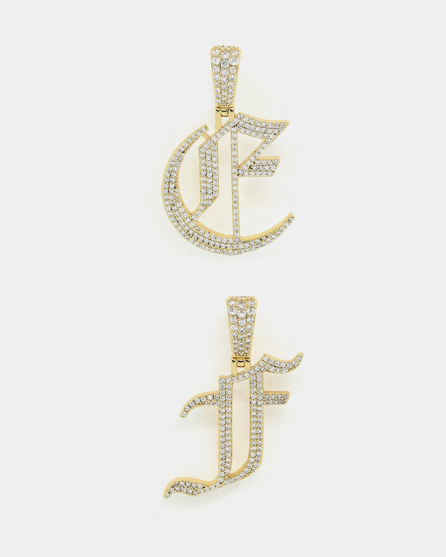Saint Morta Gothic Iced Letter Pendant Iced Gold