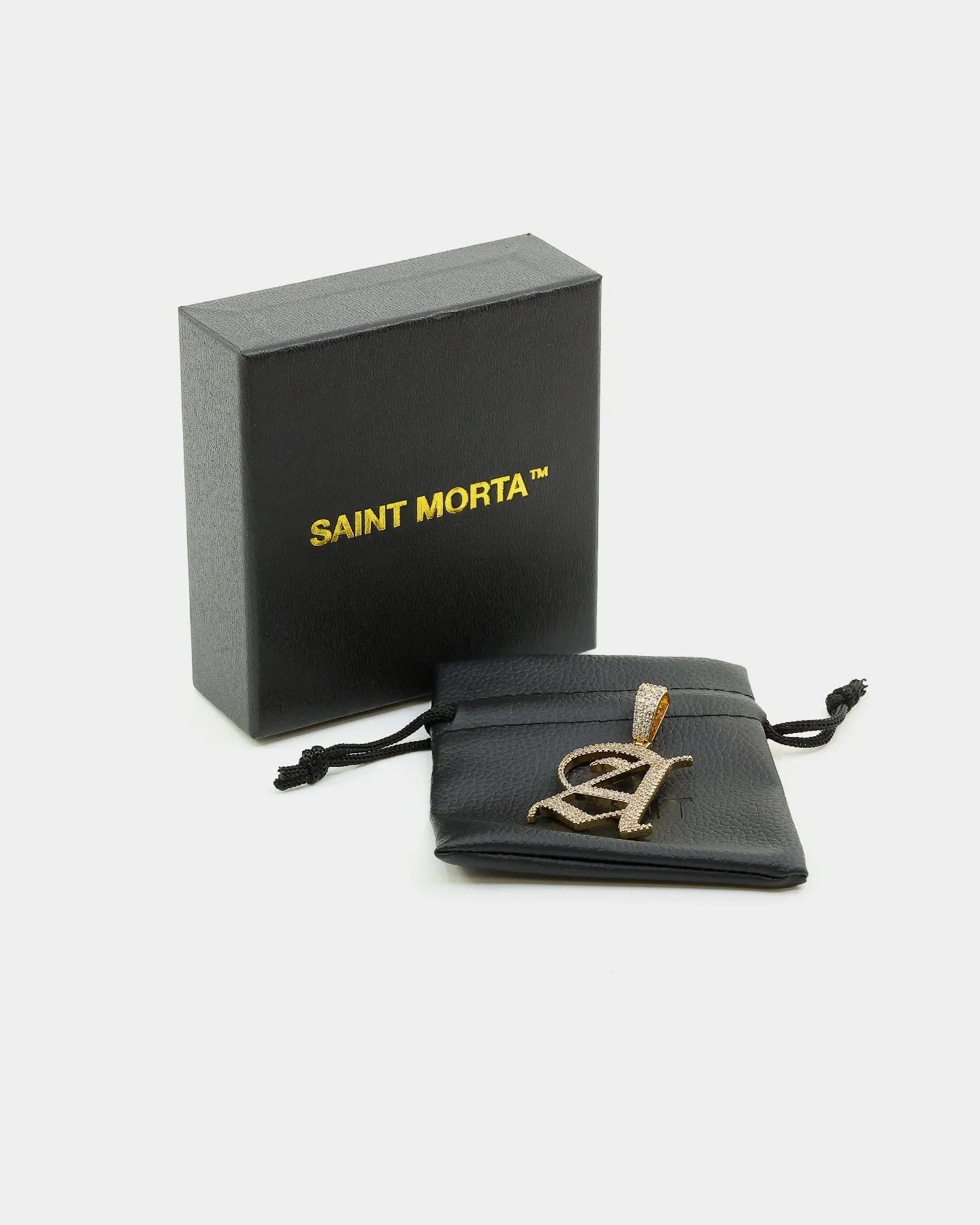 Saint Morta Gothic Iced Letter Pendant Iced Gold