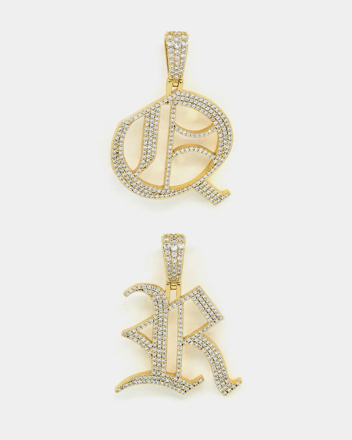 Saint Morta Gothic Iced Letter Pendant Iced Gold