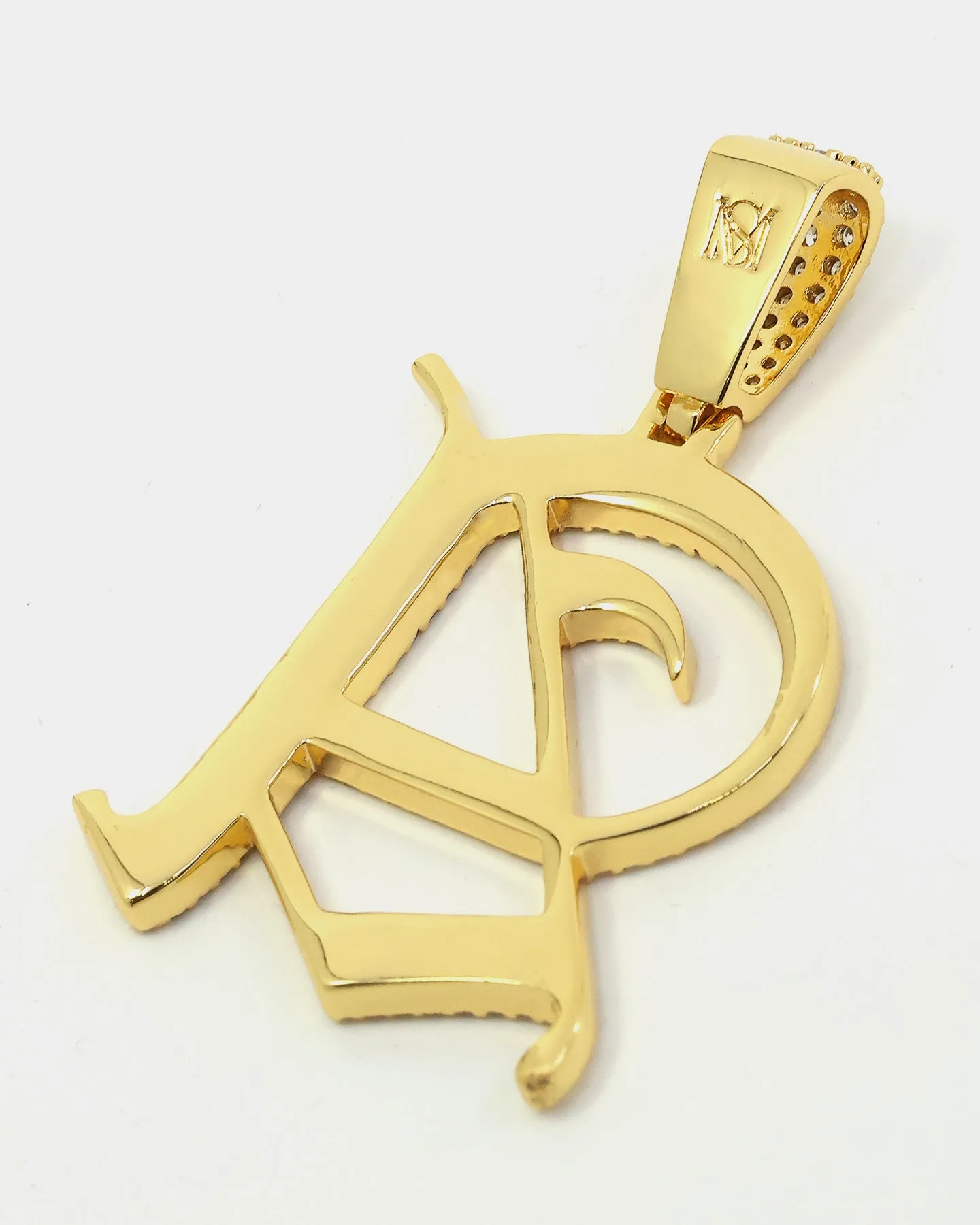 Saint Morta Gothic Iced Letter Pendant Iced Gold