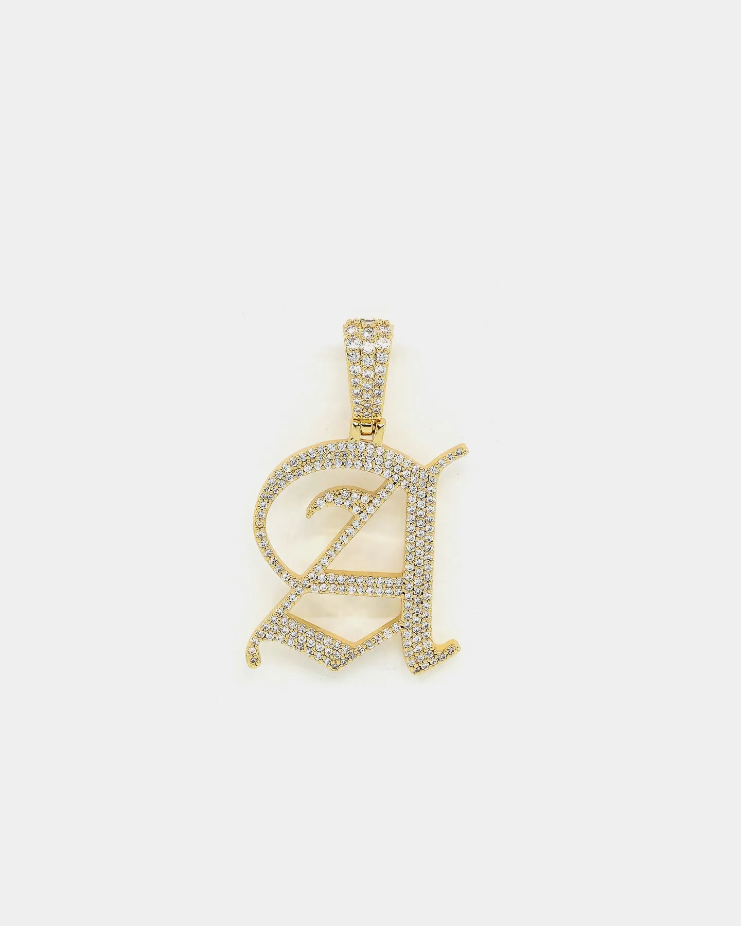 Saint Morta Gothic Iced Letter Pendant Iced Gold