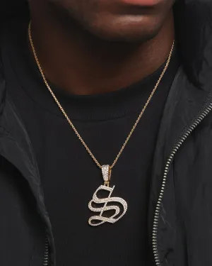Saint Morta Gothic Iced Letter Pendant Iced Gold